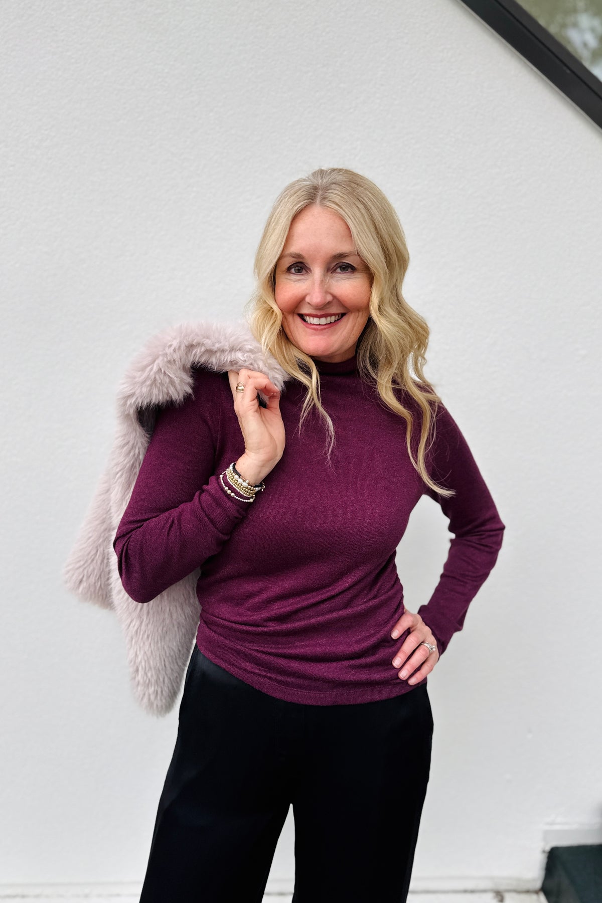 Everyday Ruched Sparkle Top - Winterberry