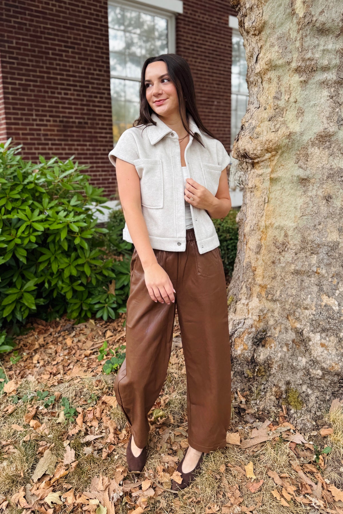 Faux Leather Barrel Leg Pant