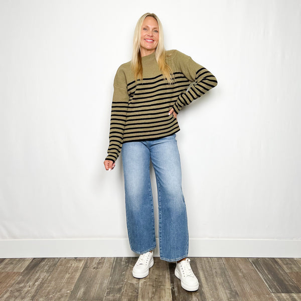 Funnel Neck Striped Sweater