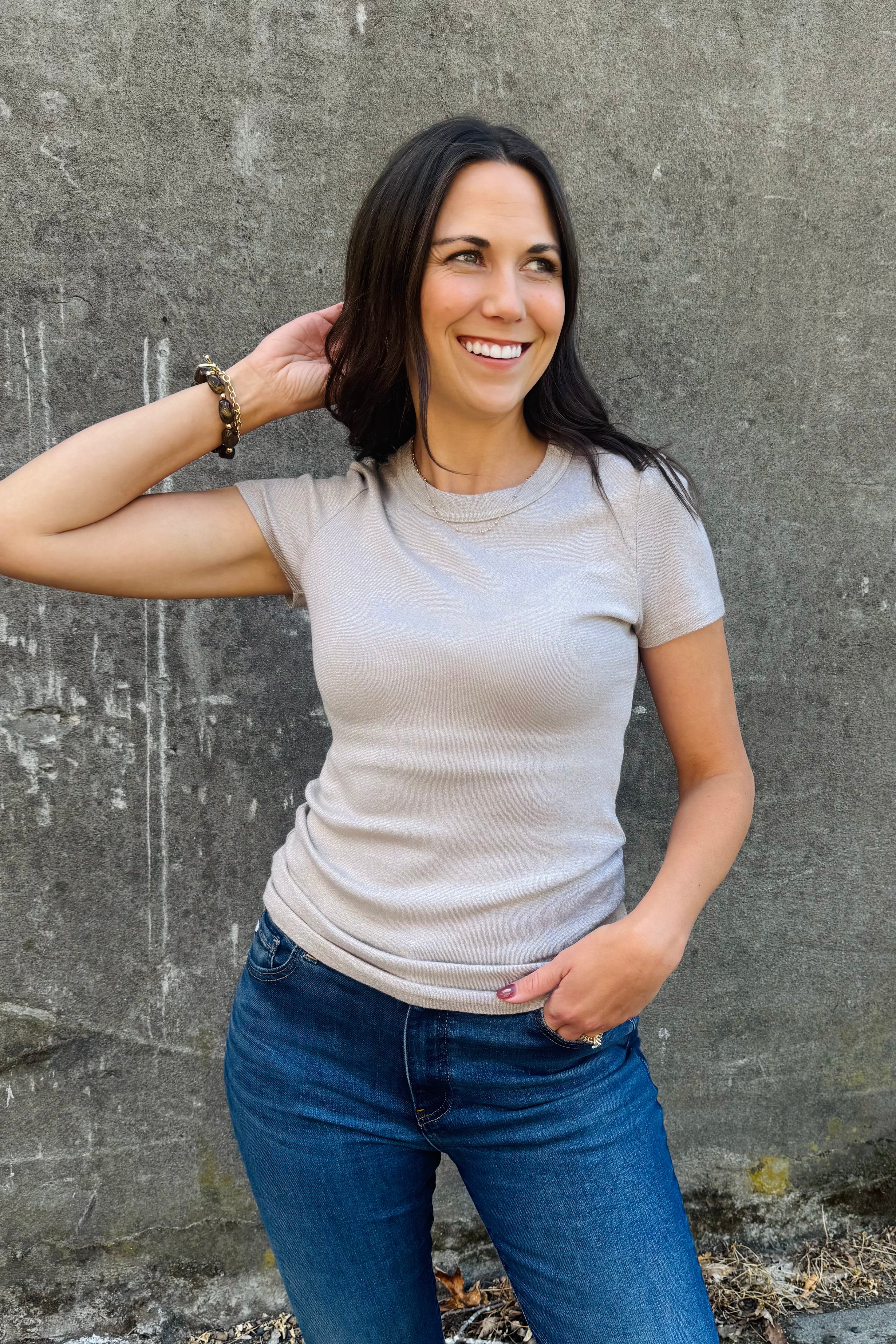 Fallon Shine Tee-Macadamia