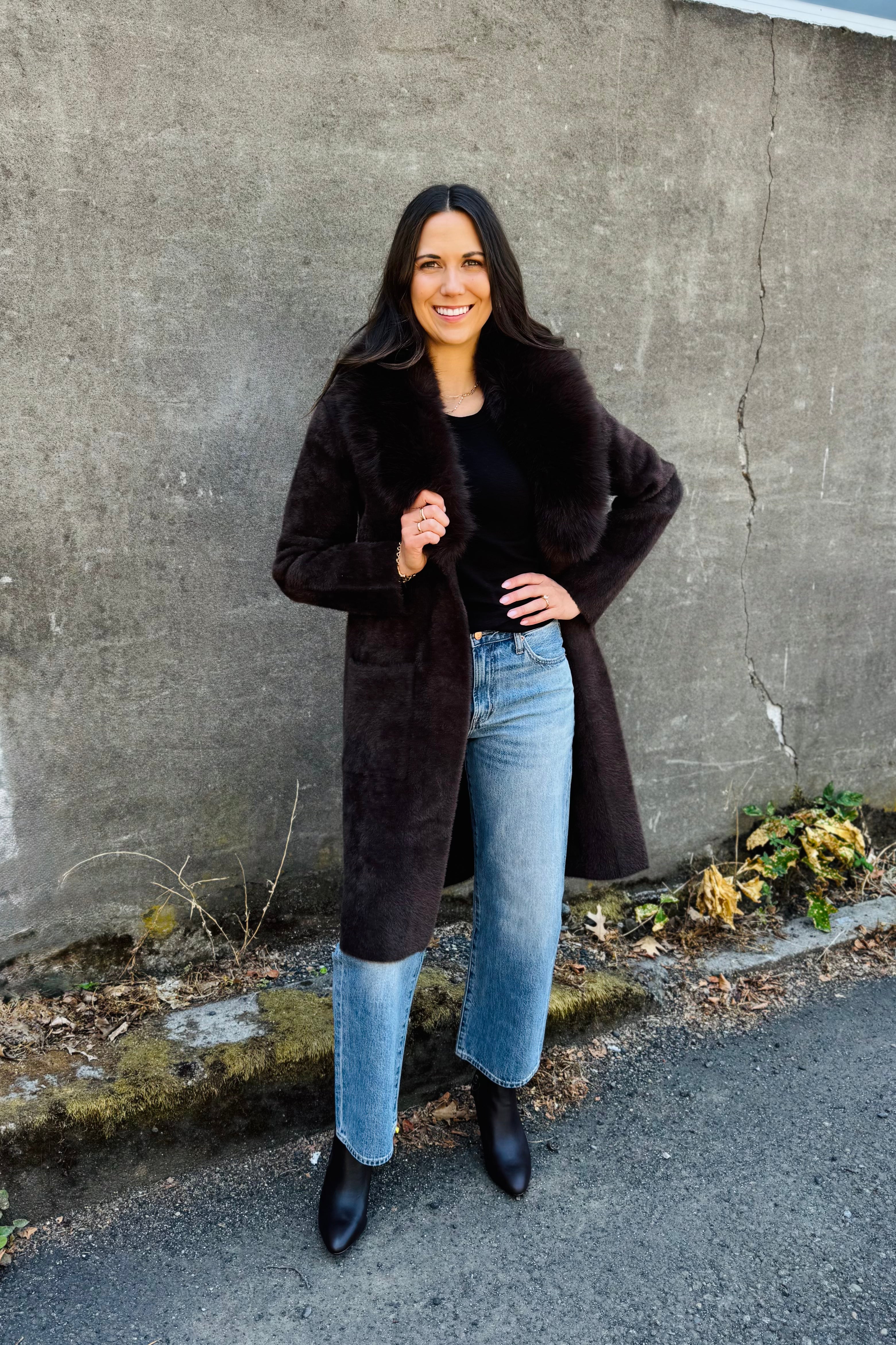 Faux Fur Collar Coat