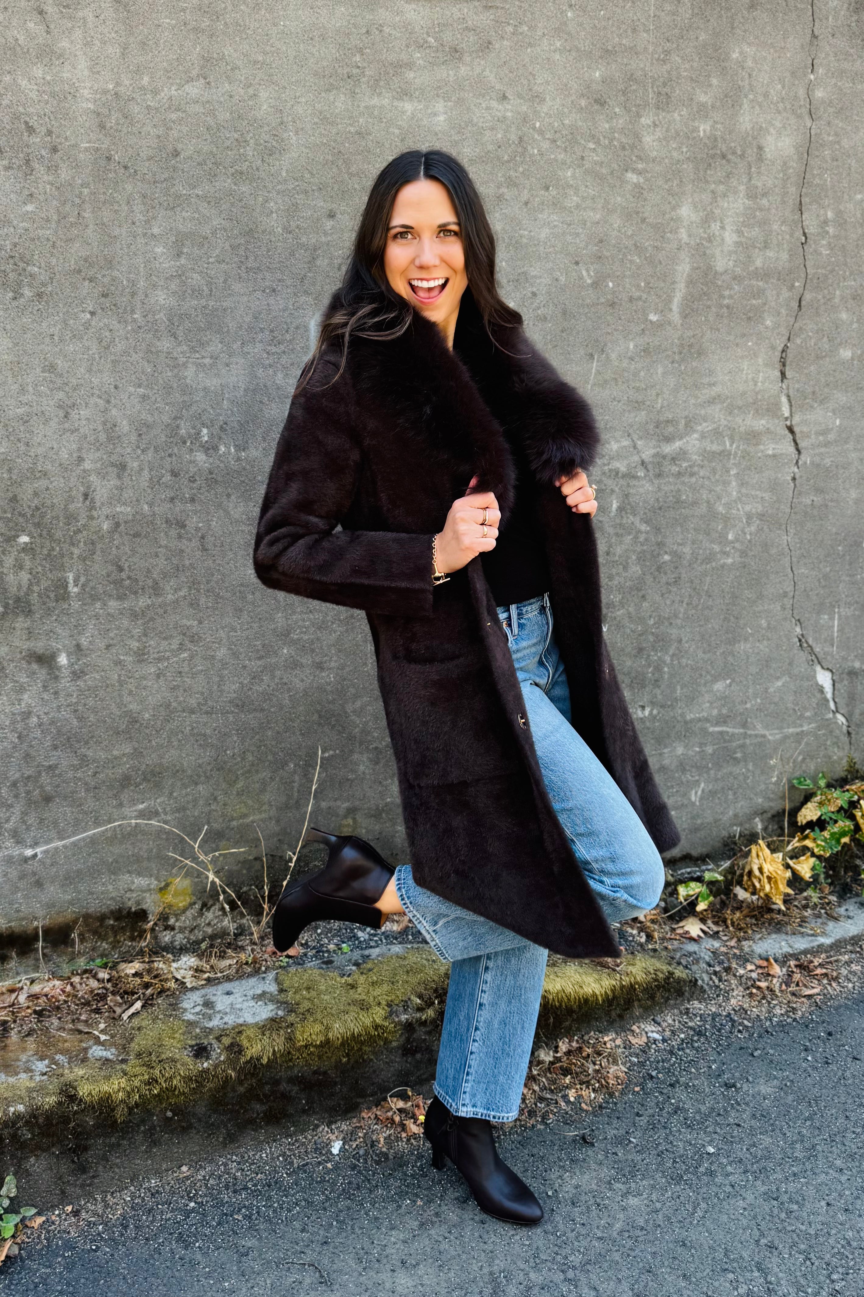 Faux Fur Collar Coat