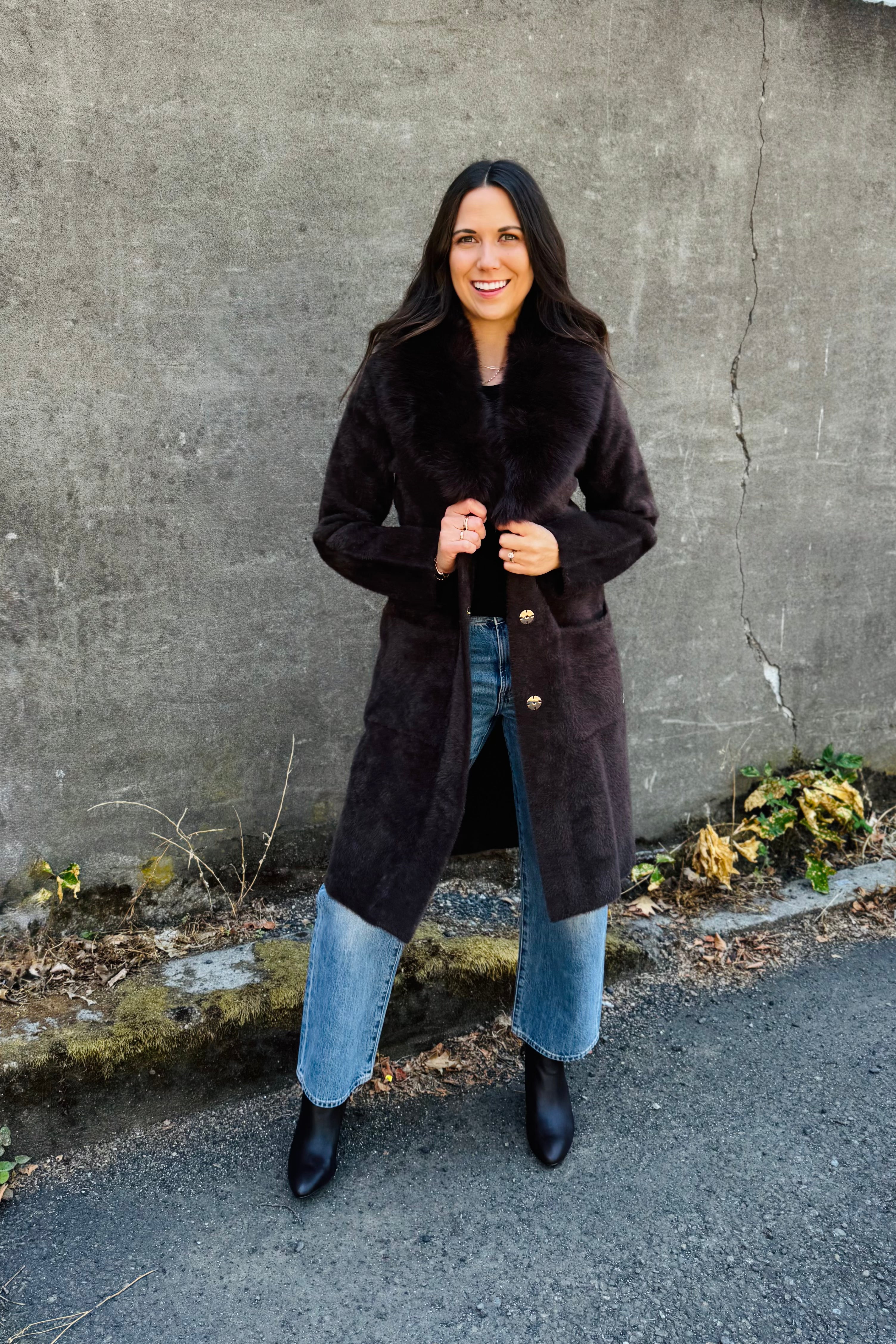 Faux Fur Collar Coat
