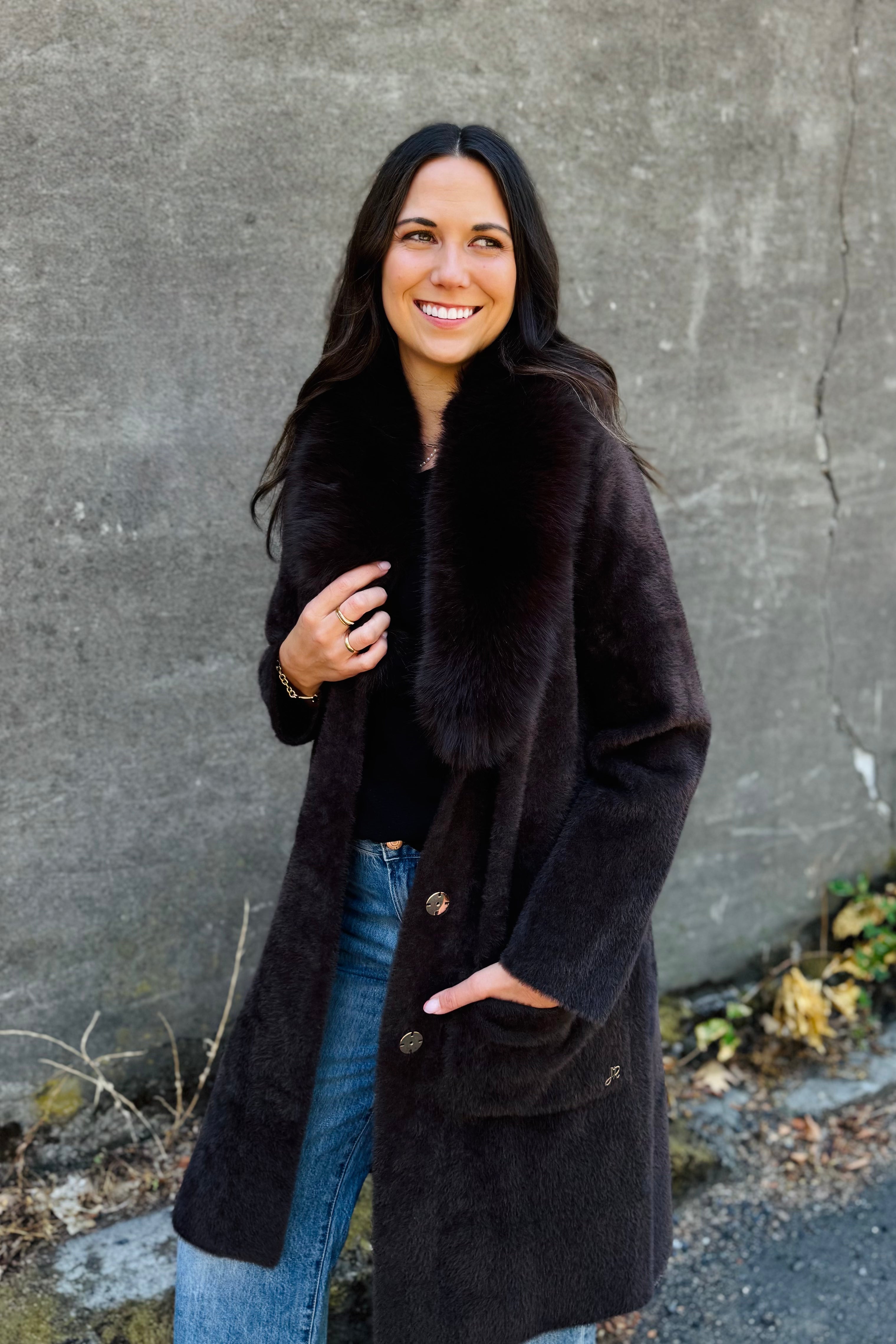 Faux Fur Collar Coat