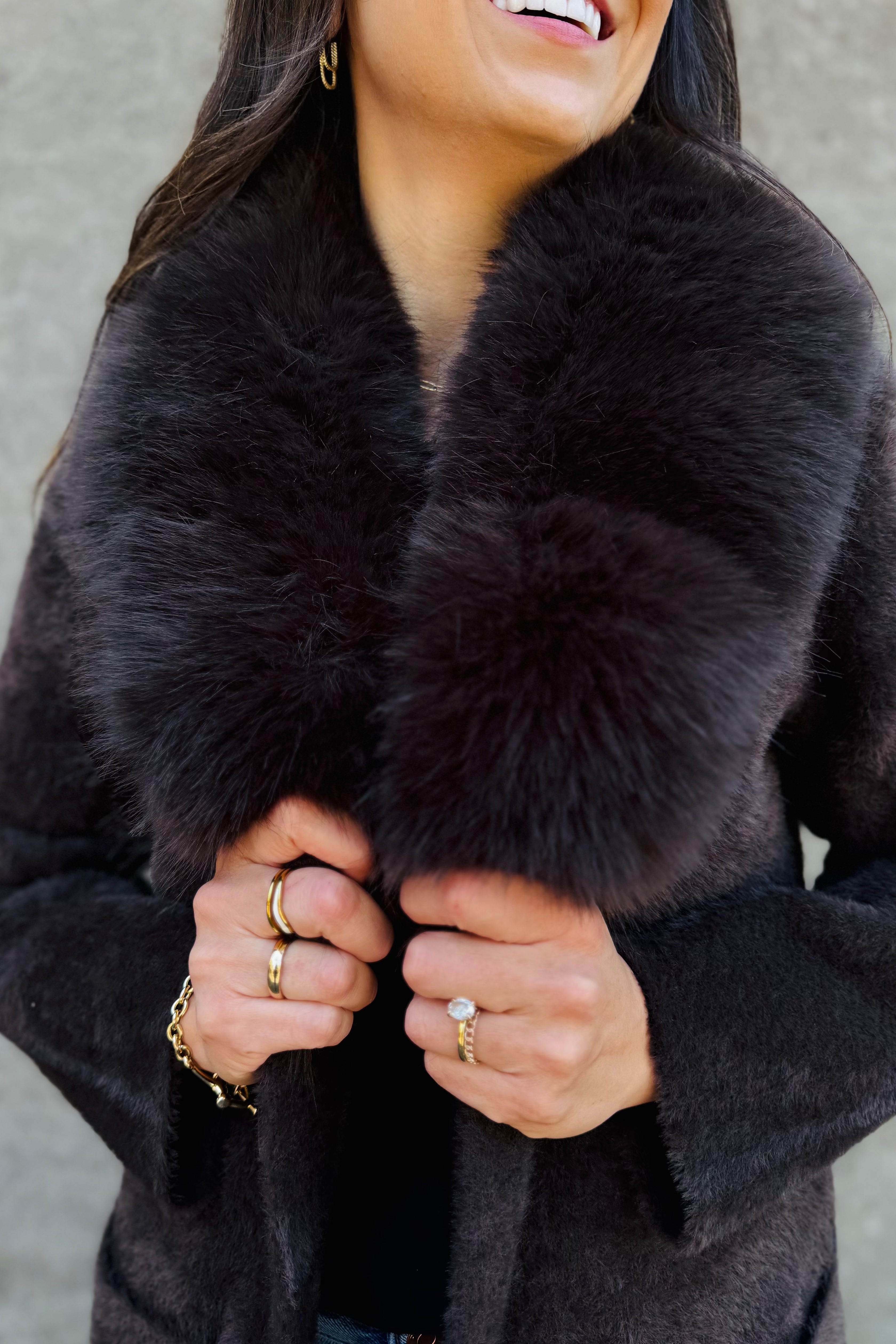 Faux Fur Collar Coat