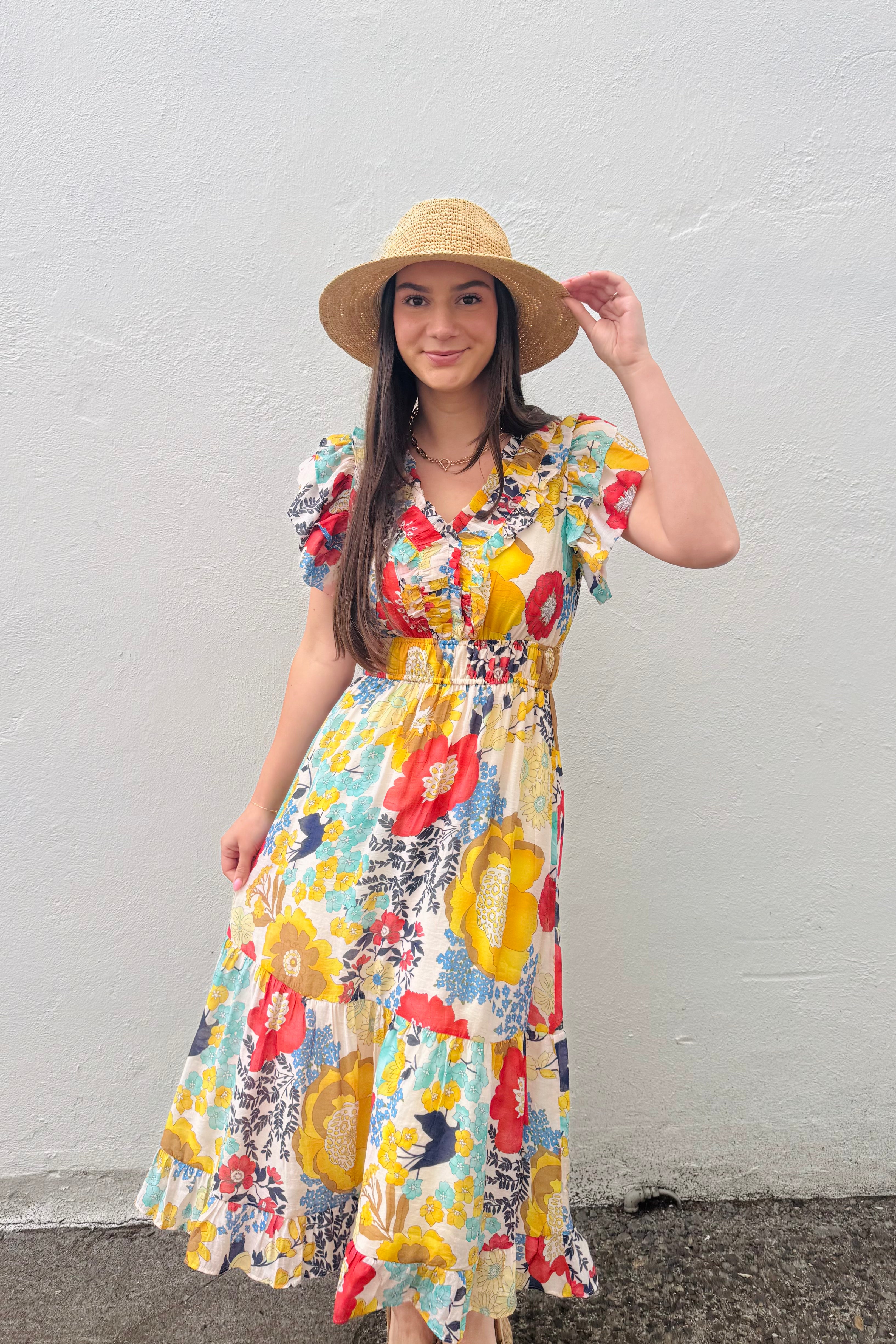 Flutter Sleeve Tiered Dress