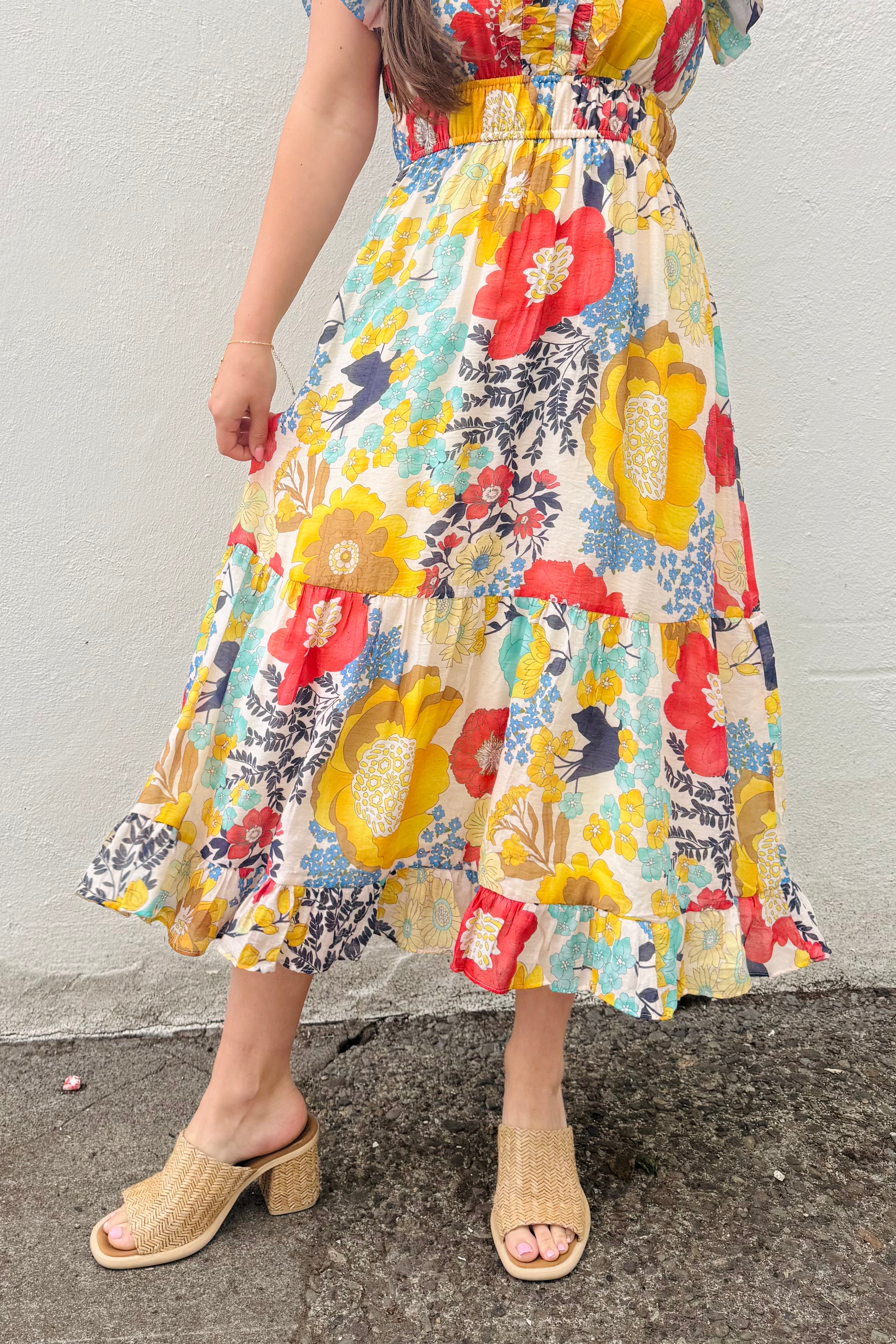 Flutter Sleeve Tiered Dress