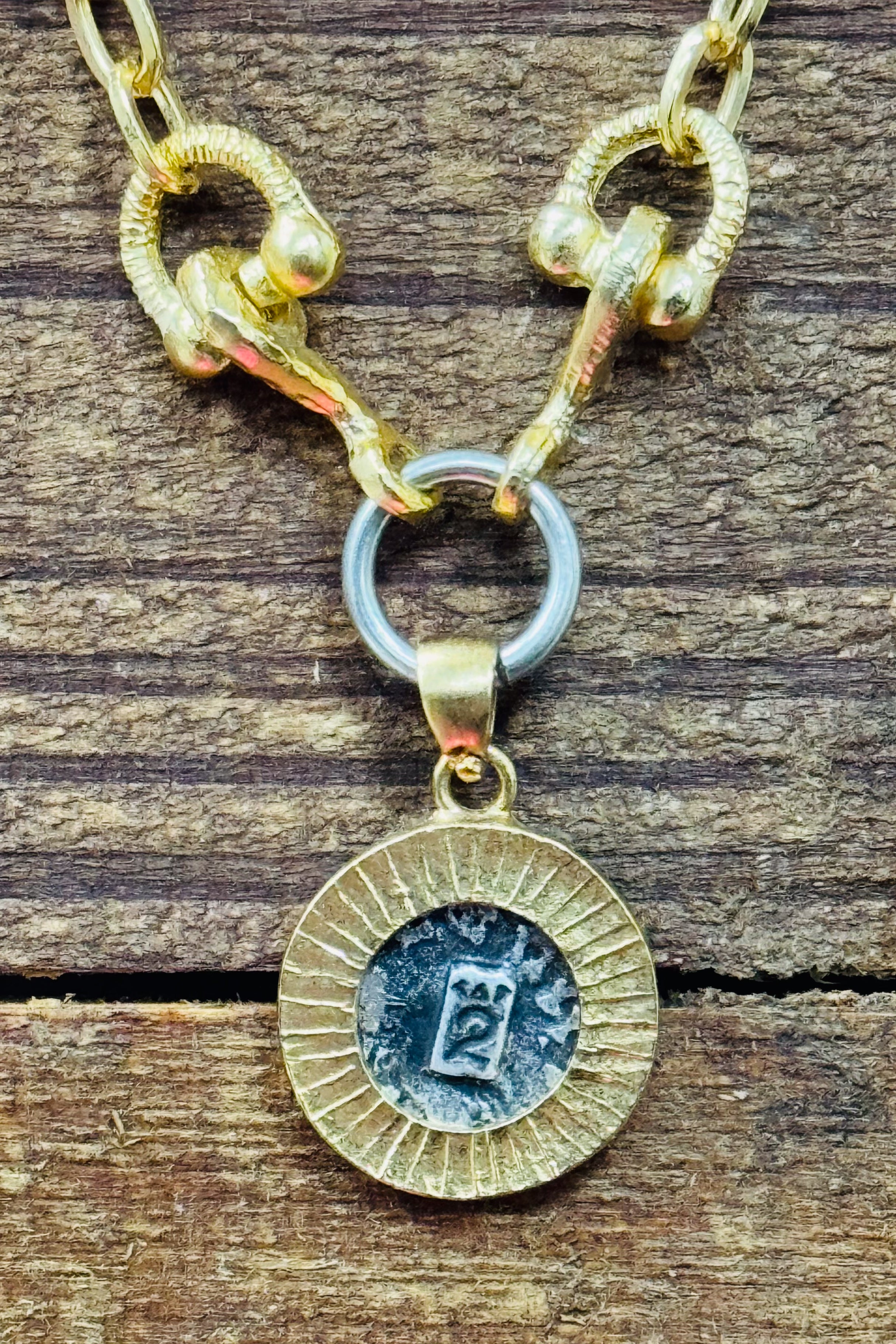 Gold Mini Coin and Horsebit Necklace