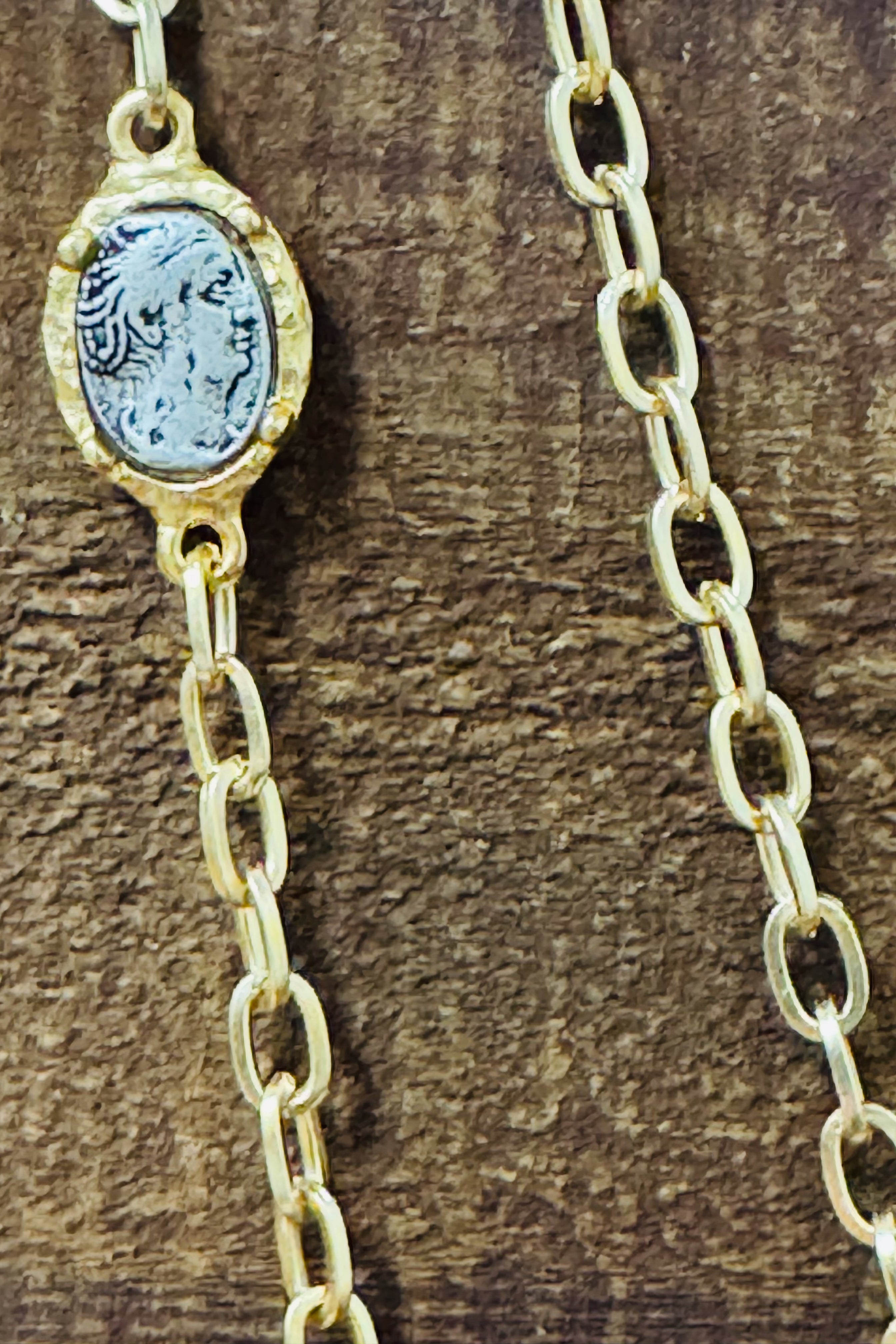 Gold Two Tier Mini Coin And Horsebit Necklace