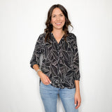 Graphic Pintuck Blouse