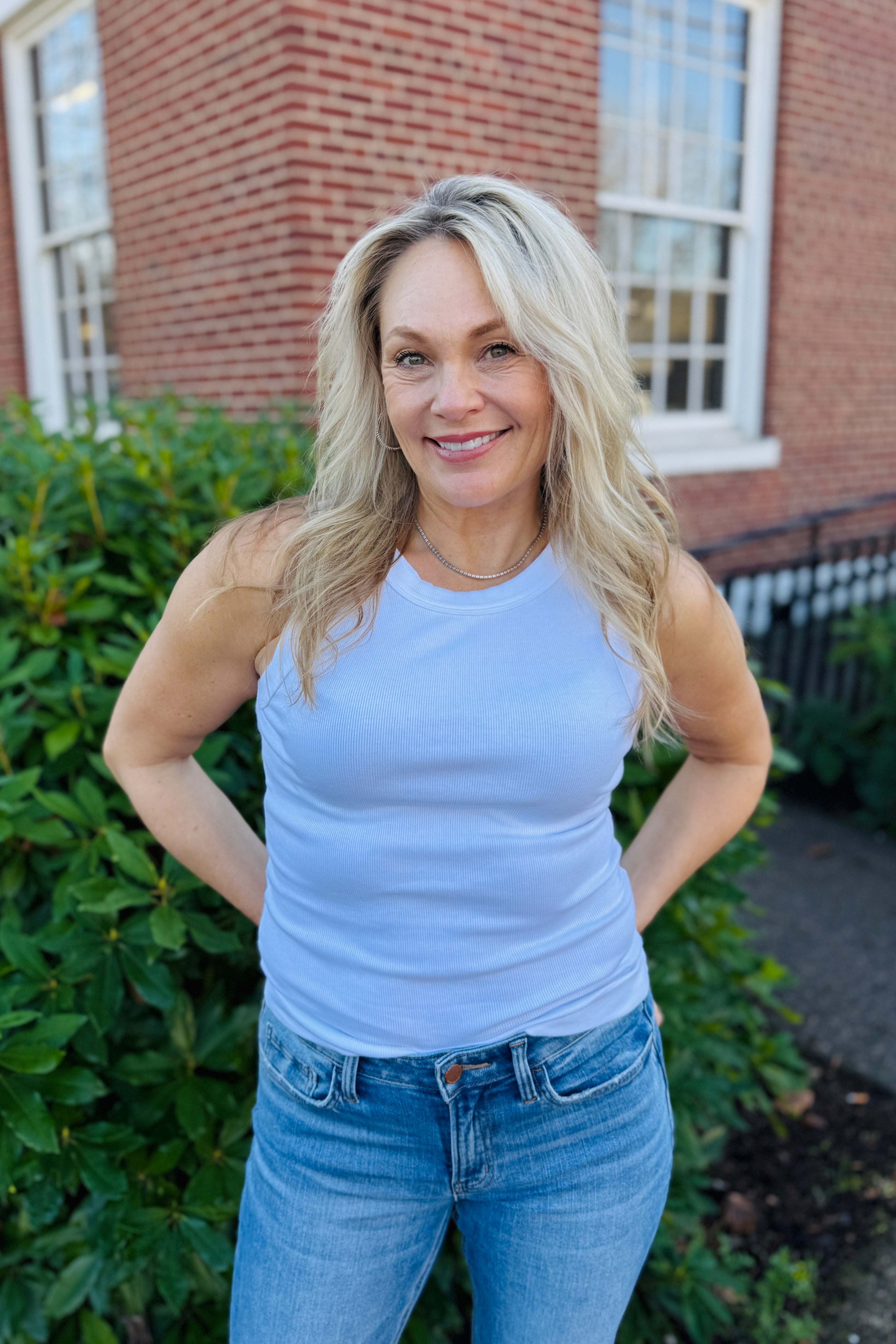 Gina Wide Binding Crop Top-White