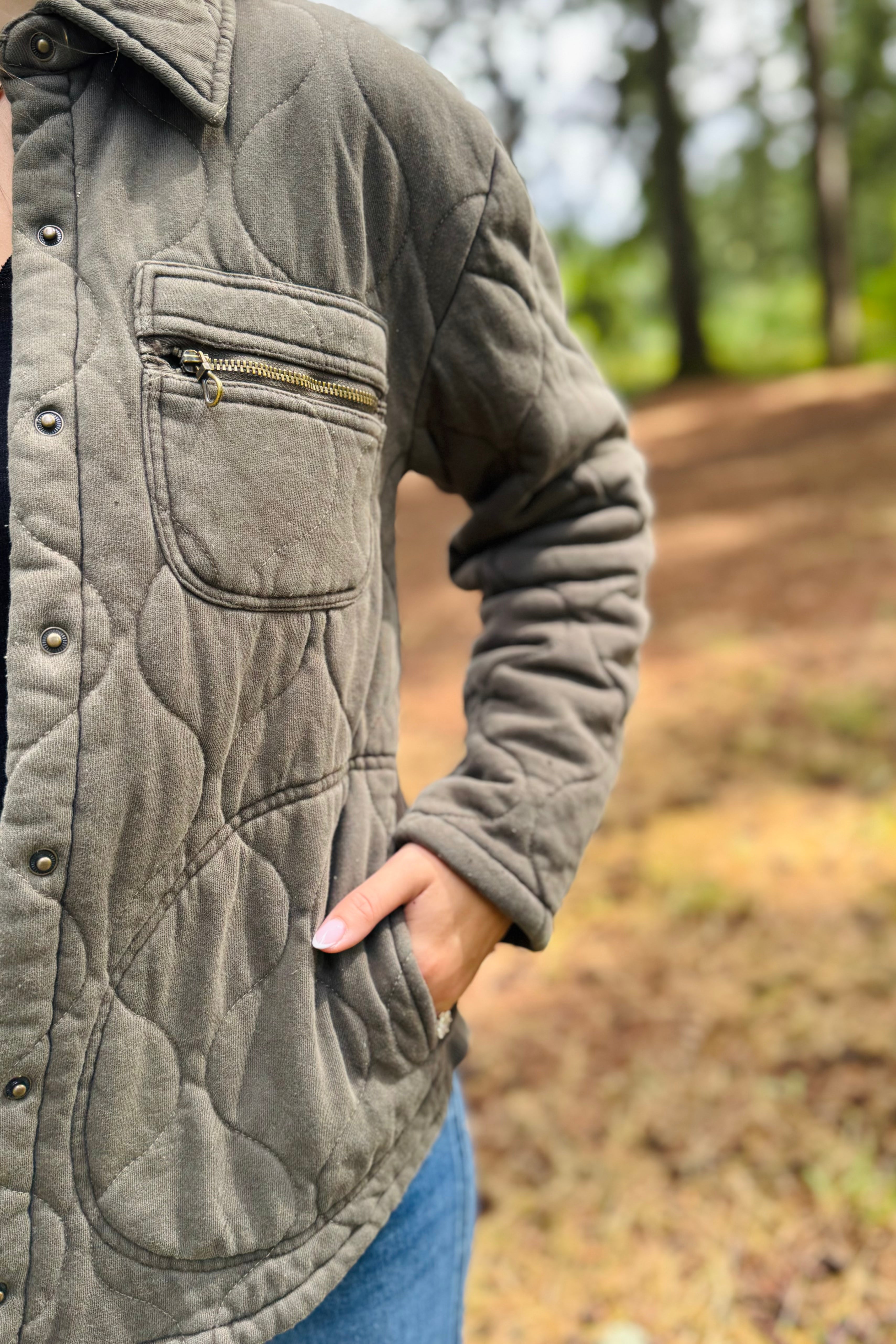 Gyasi Quilted Jacket - Kombu Pigment
