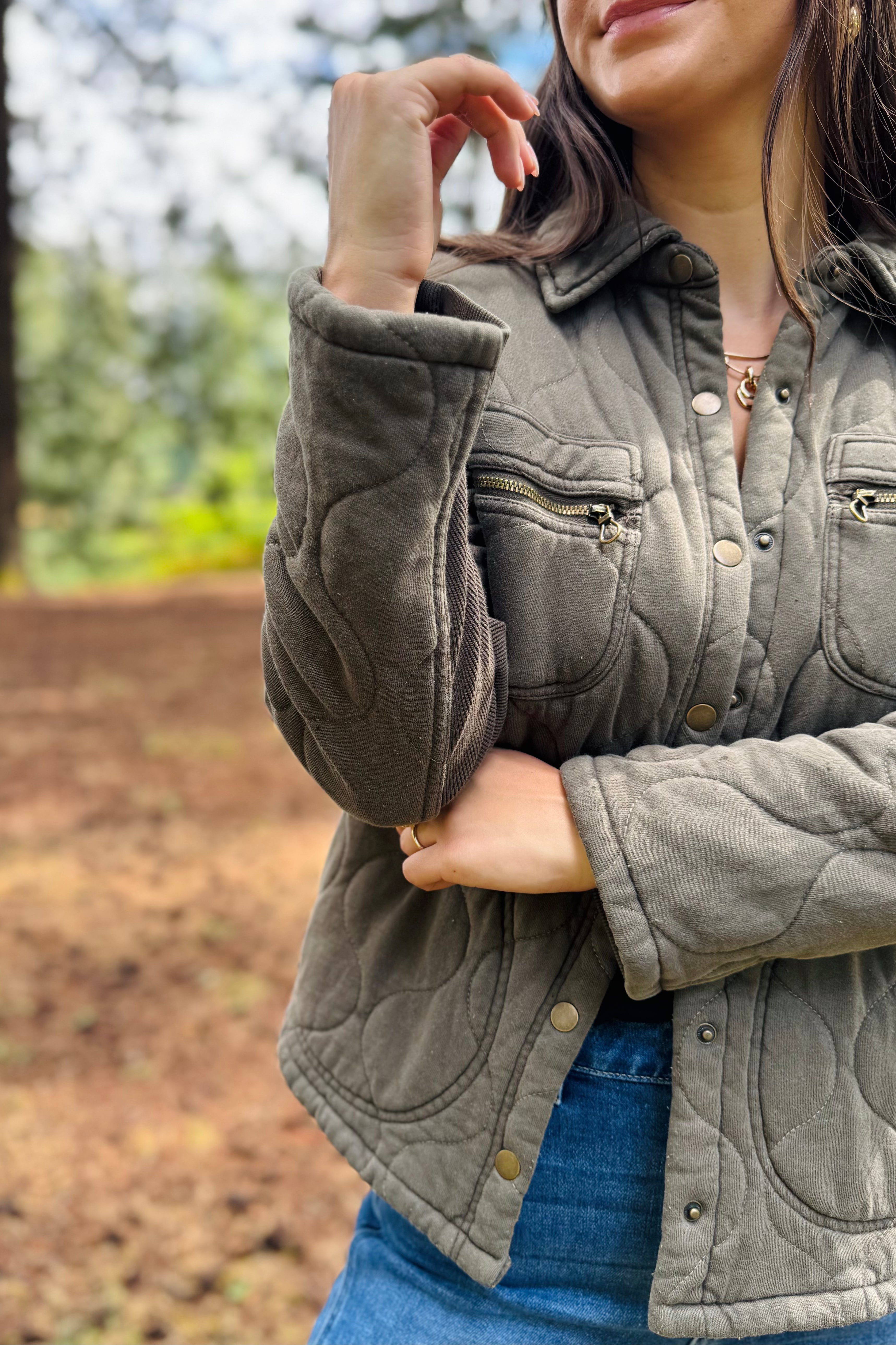 Gyasi Quilted Jacket - Kombu Pigment