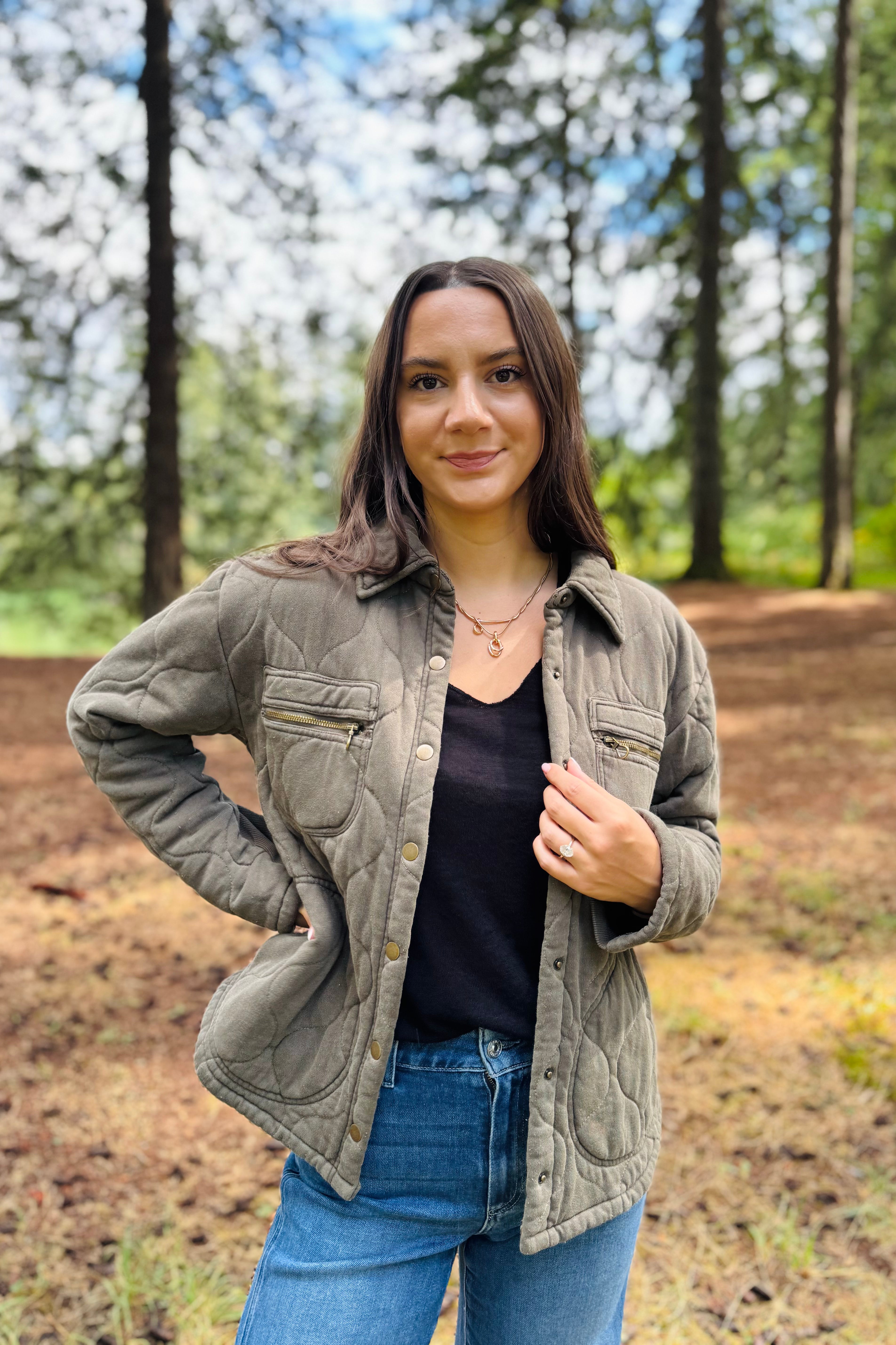 Gyasi Quilted Jacket - Kombu Pigment