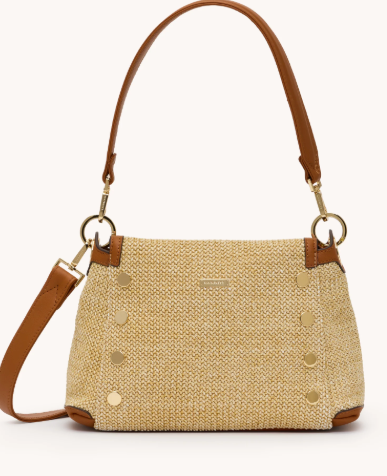 Bryant Med Hammitt handbag with cocoa leather and Spanish raffia