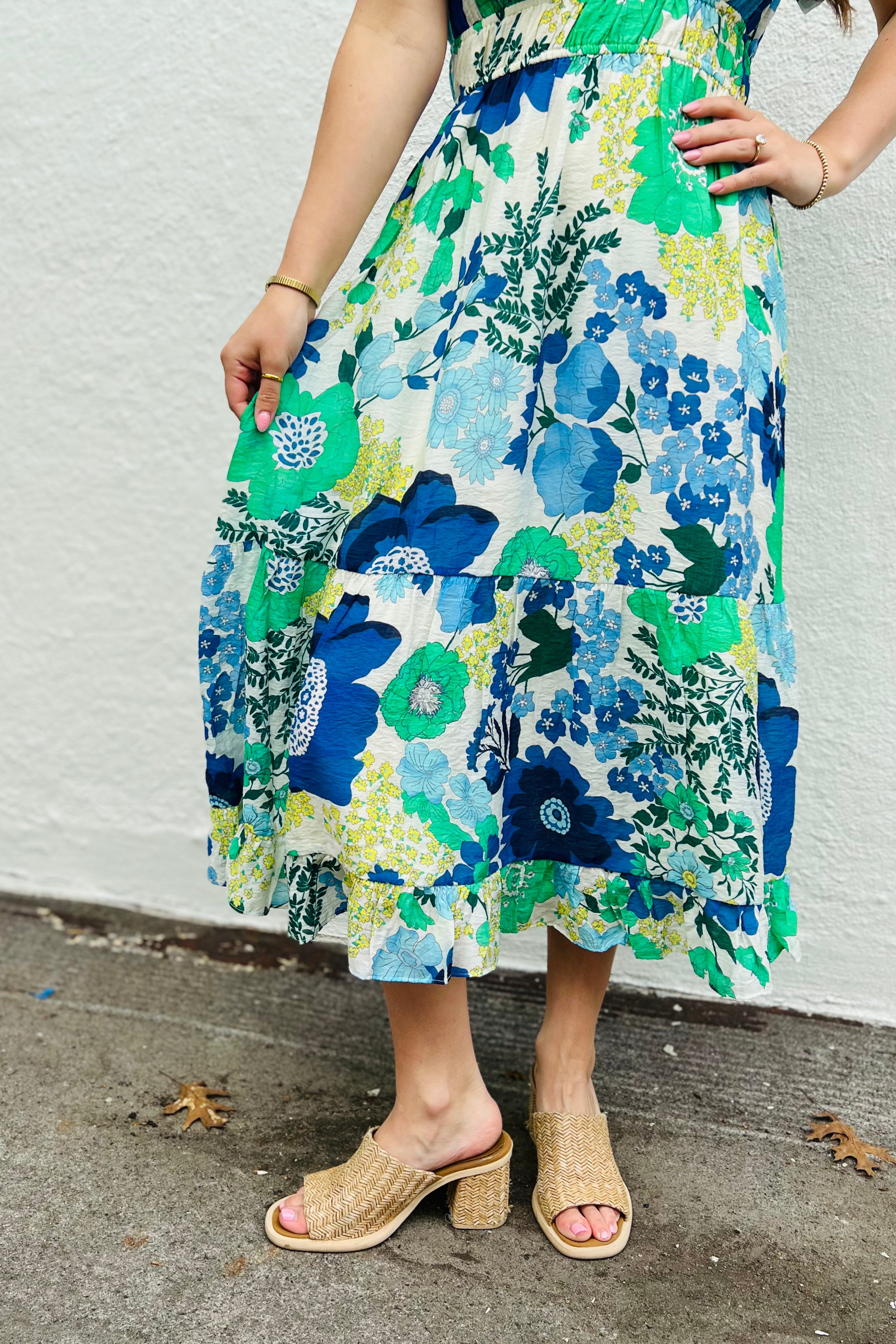 Flutter Sleeve Tiered Dress