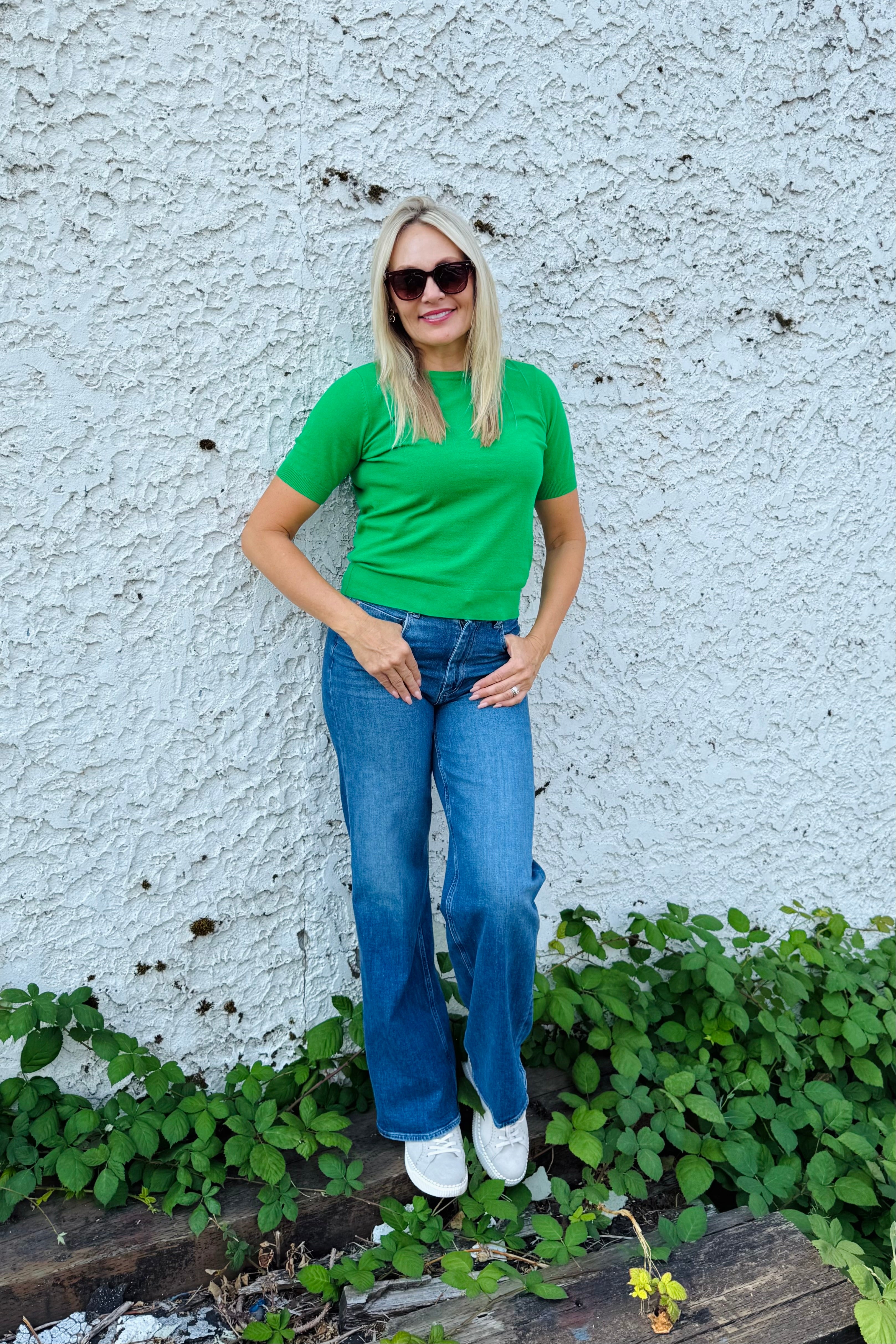 Puffy Sleeve Basic Stretchy Knit Top