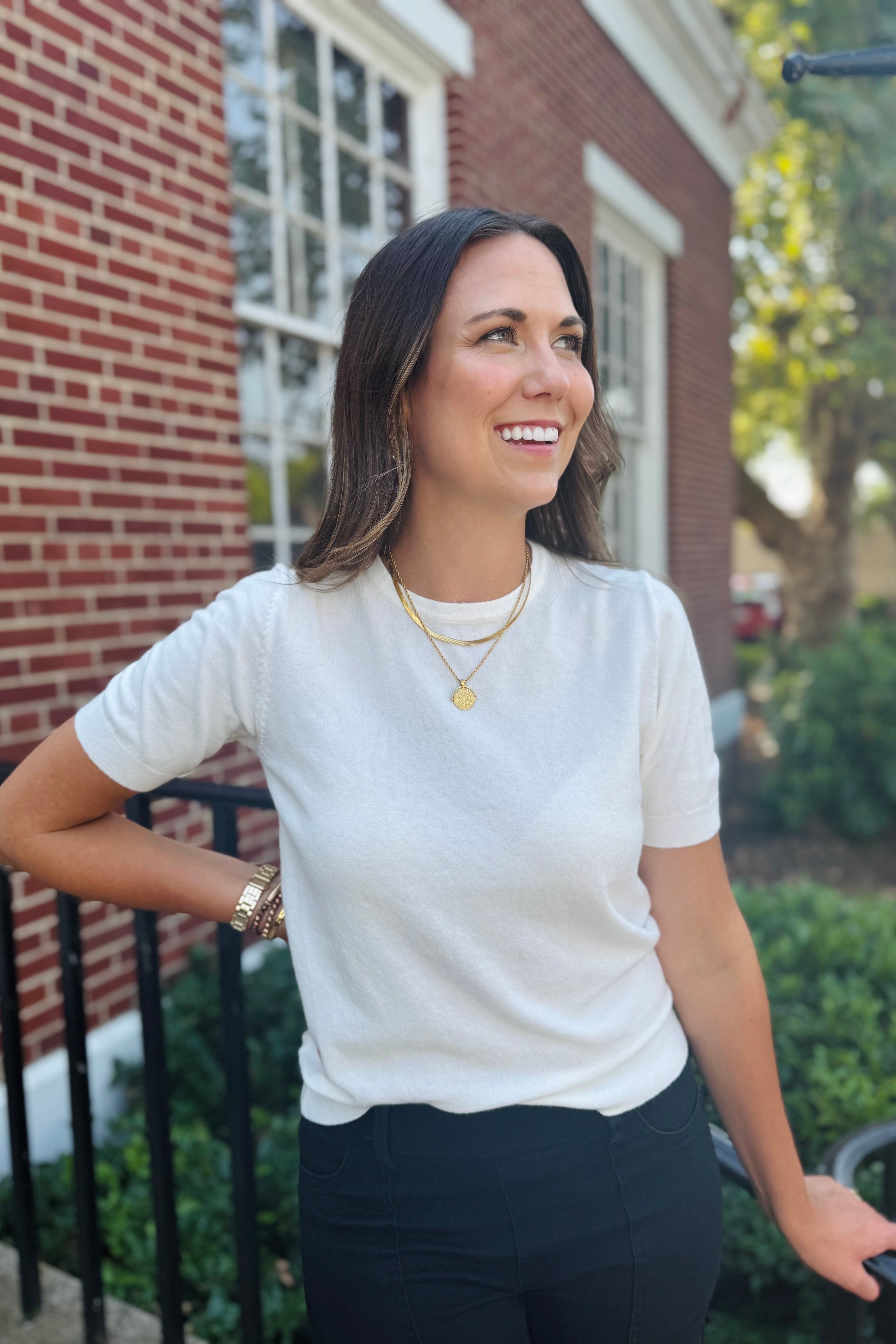Puffy Sleeve Basic Stretchy Knit Top