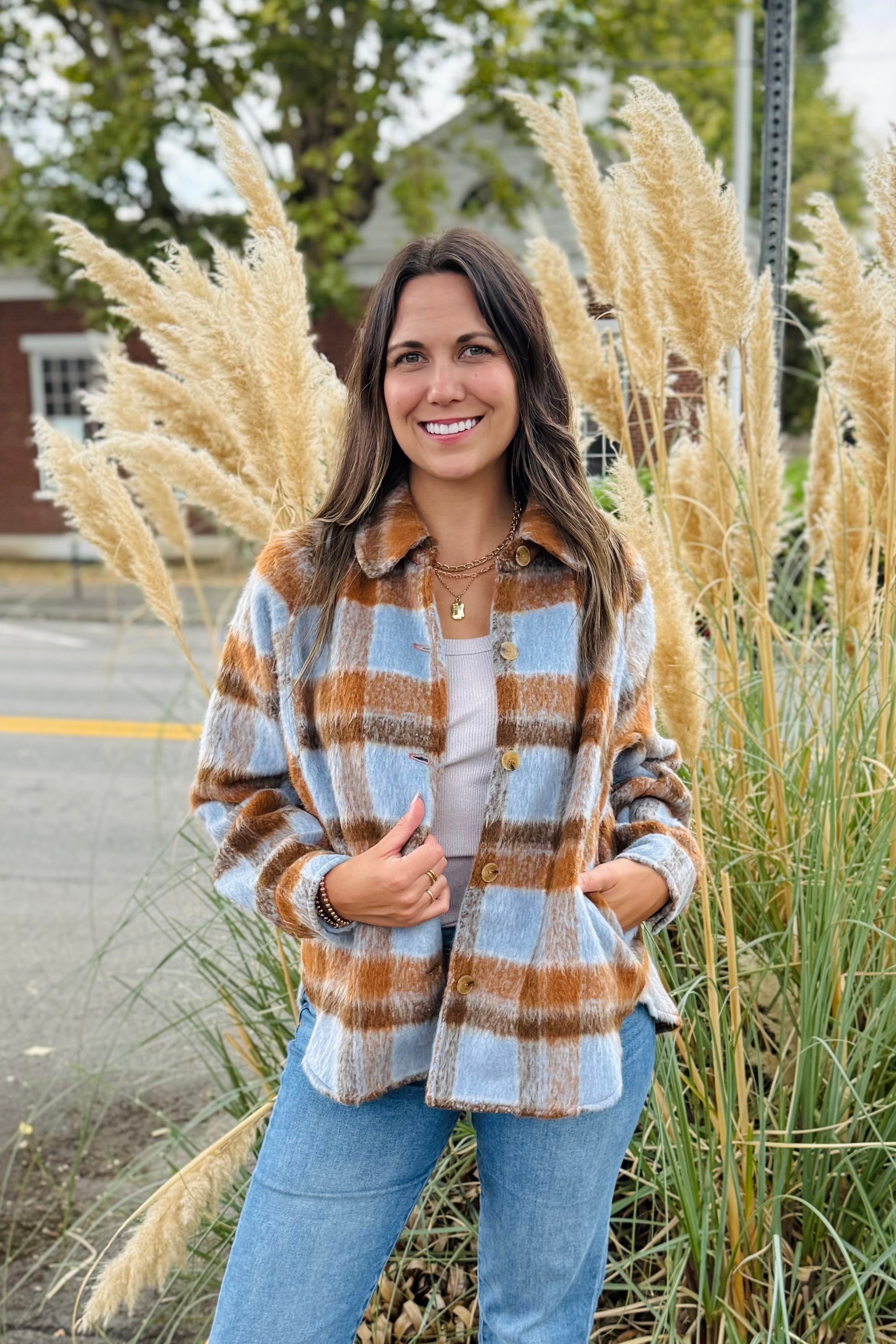 Mixed Media Button Down Shacket