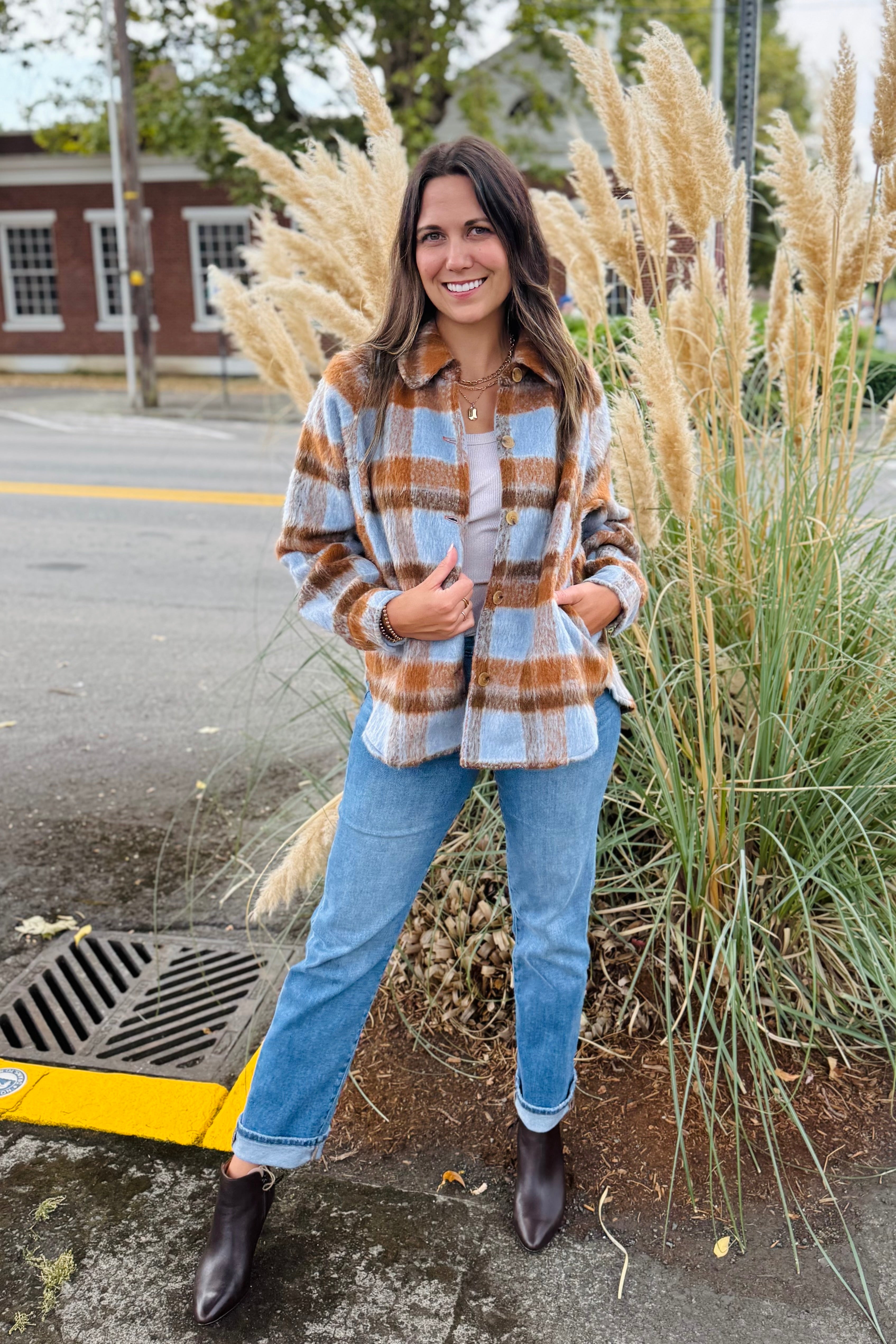 Mixed Media Button Down Shacket