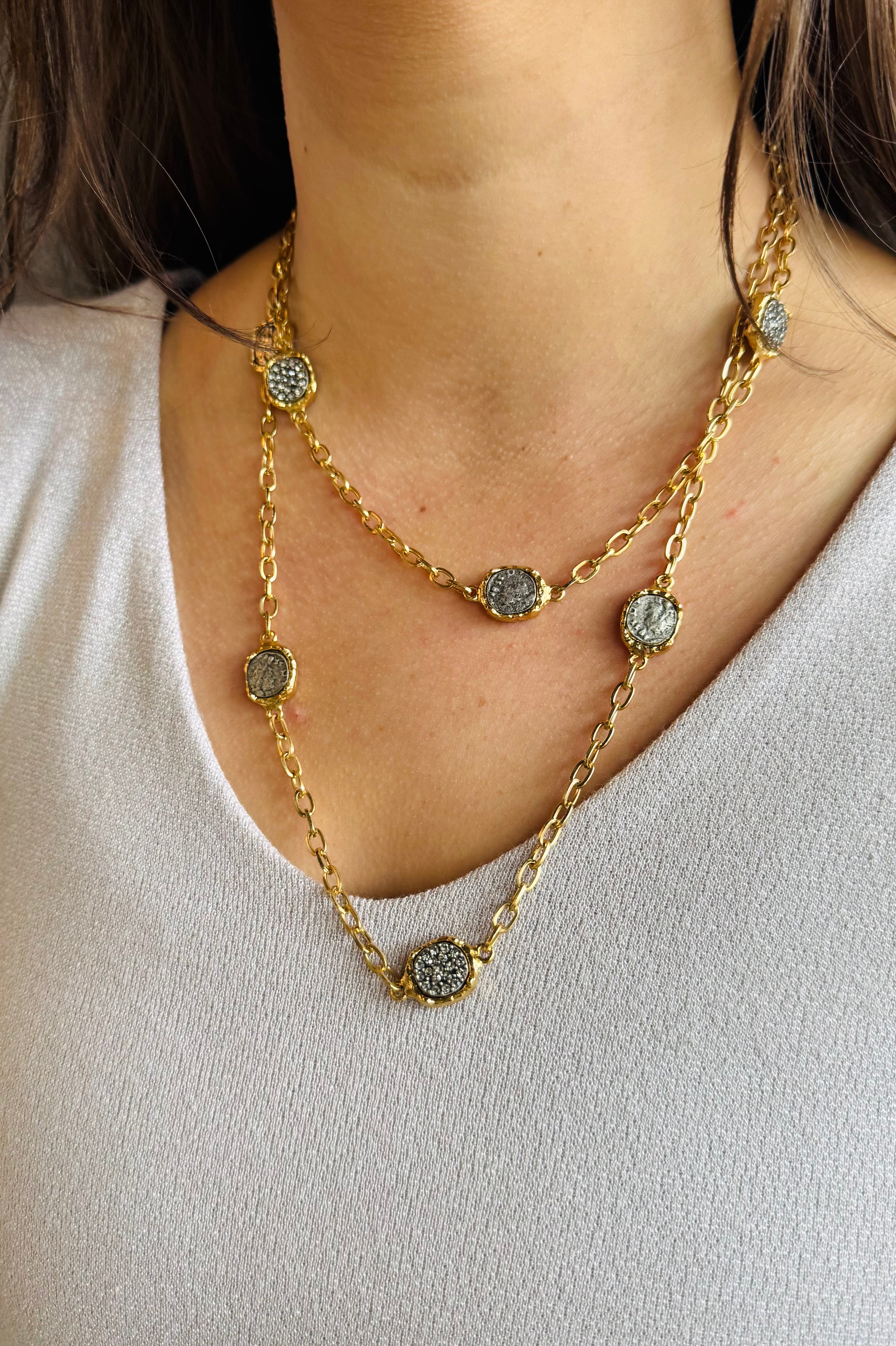 Gold Pavia & Coin Necklace