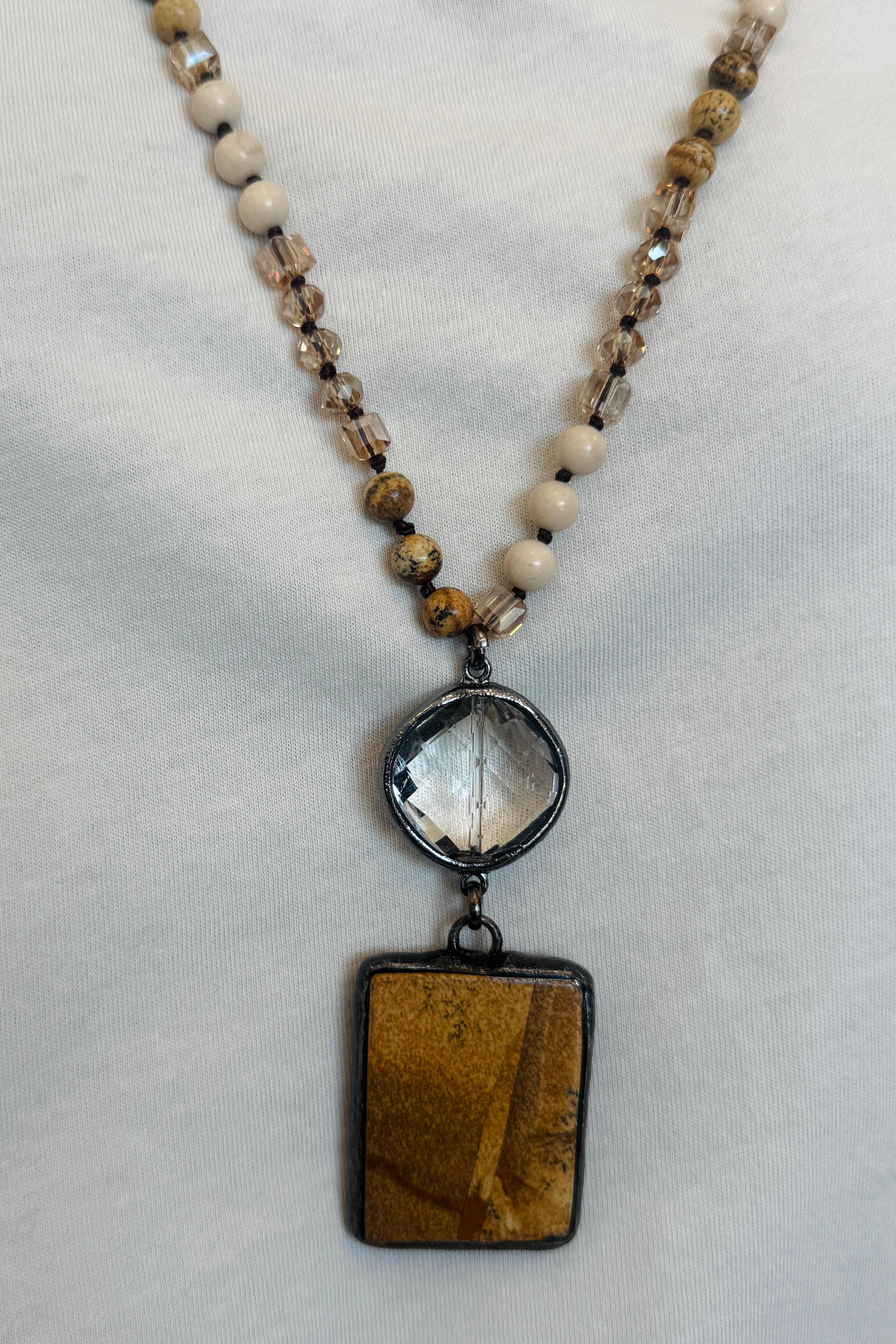 Jasper & Crystal Beaded Necklace