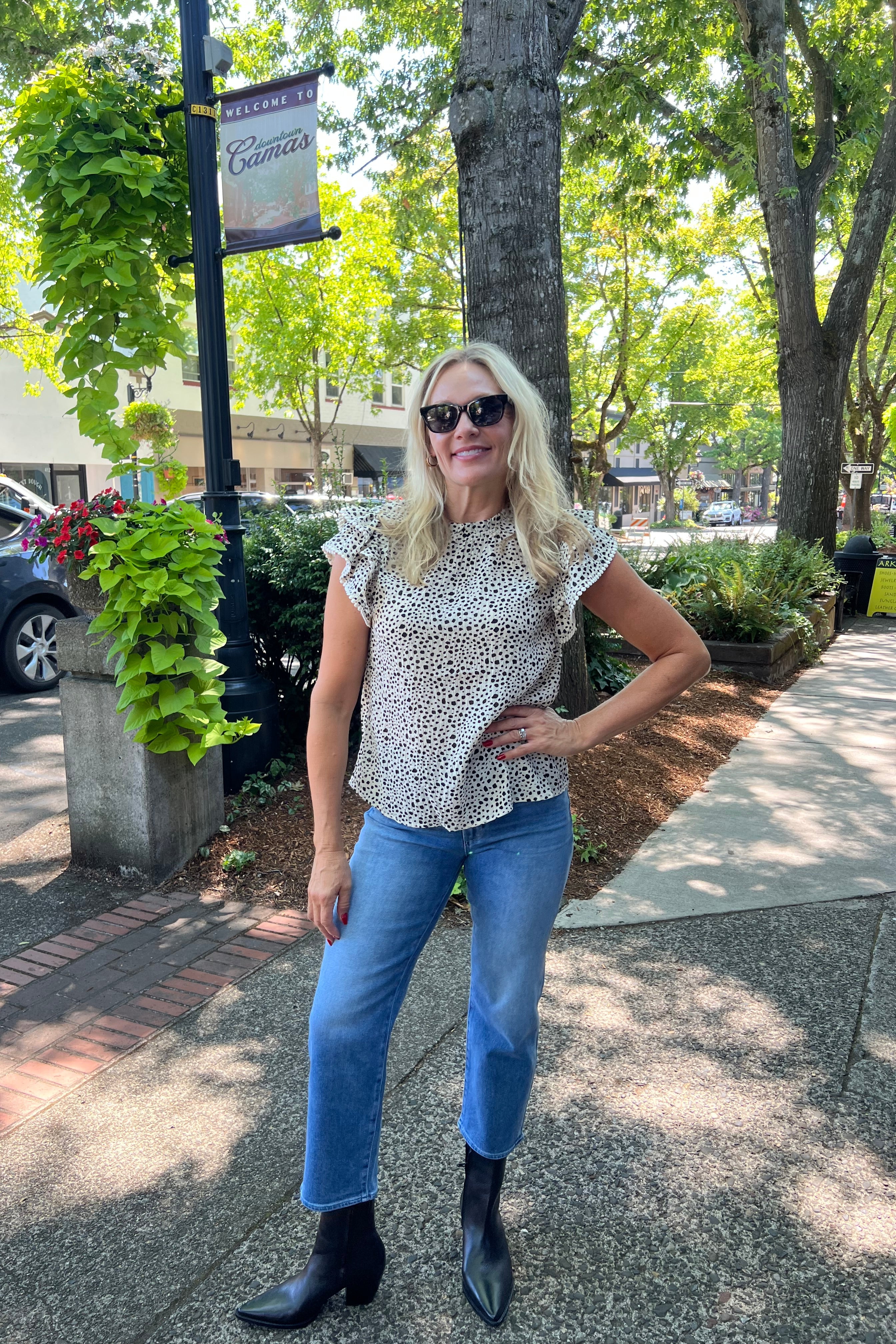 Spotted Flutter Sleeve Top