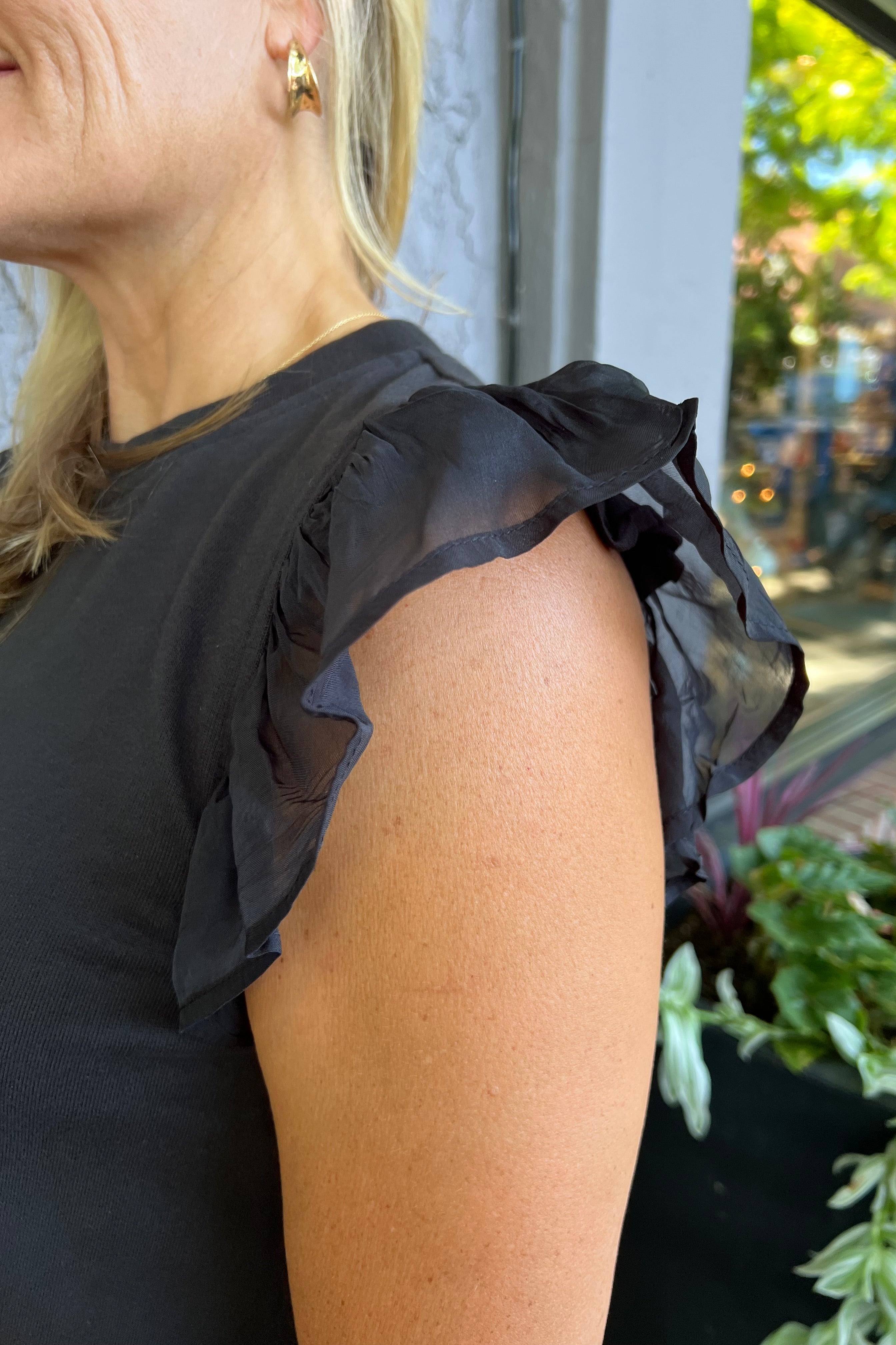 Ruffle Sleeve French Terry Top