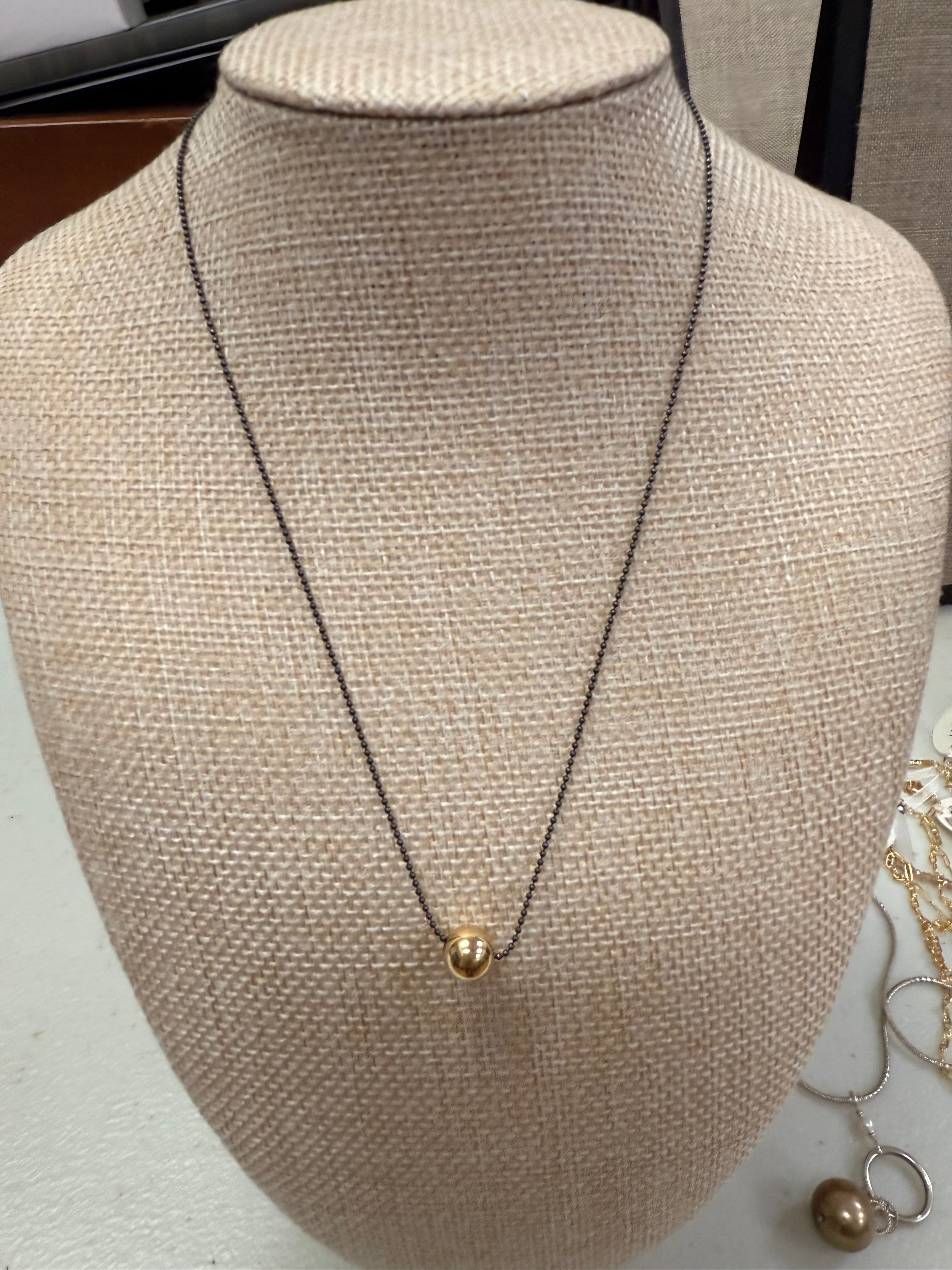 14k Gold Ball on Oxide Chain
