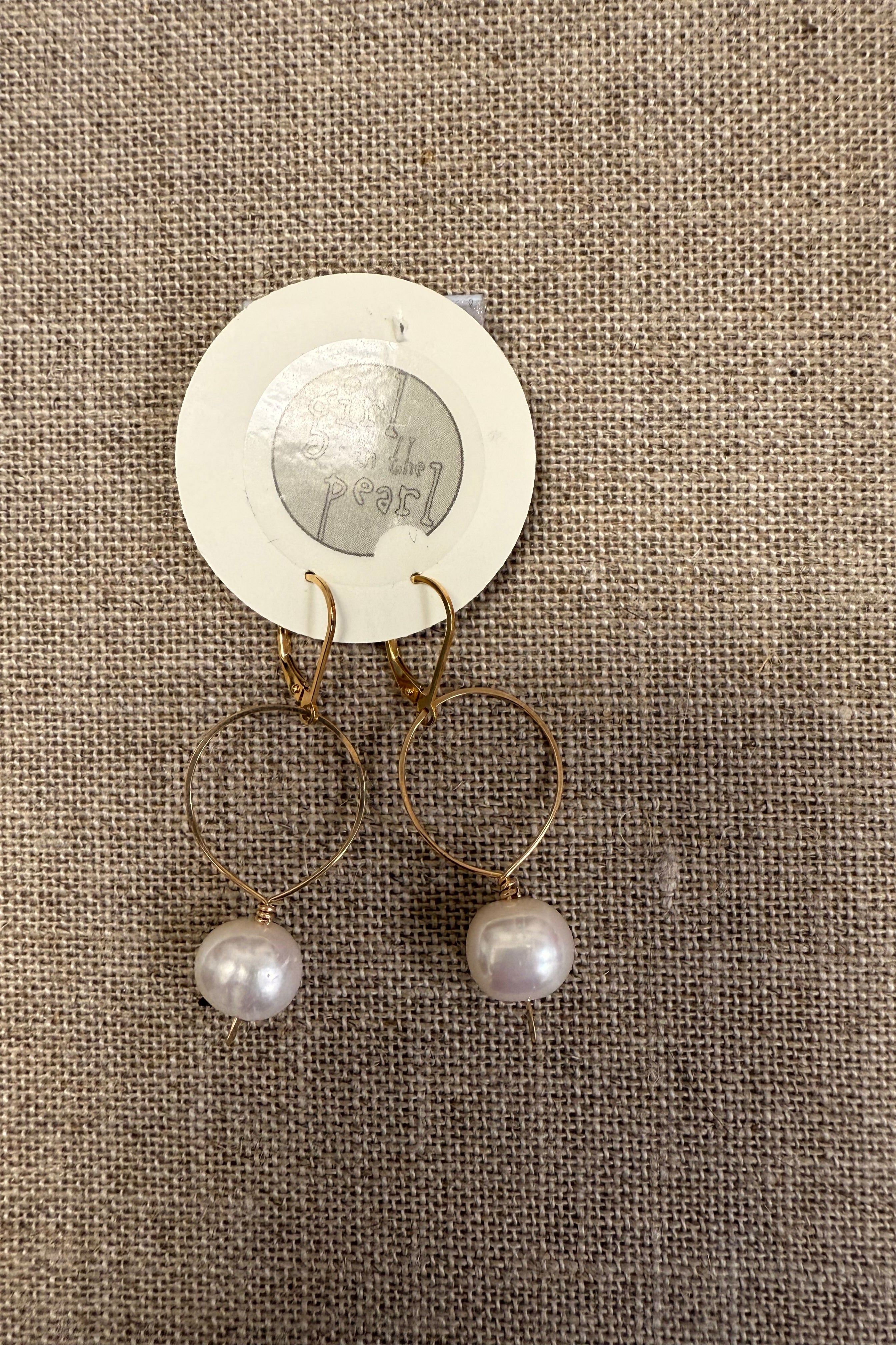 14k Gold Hoop Pearl Earrings
