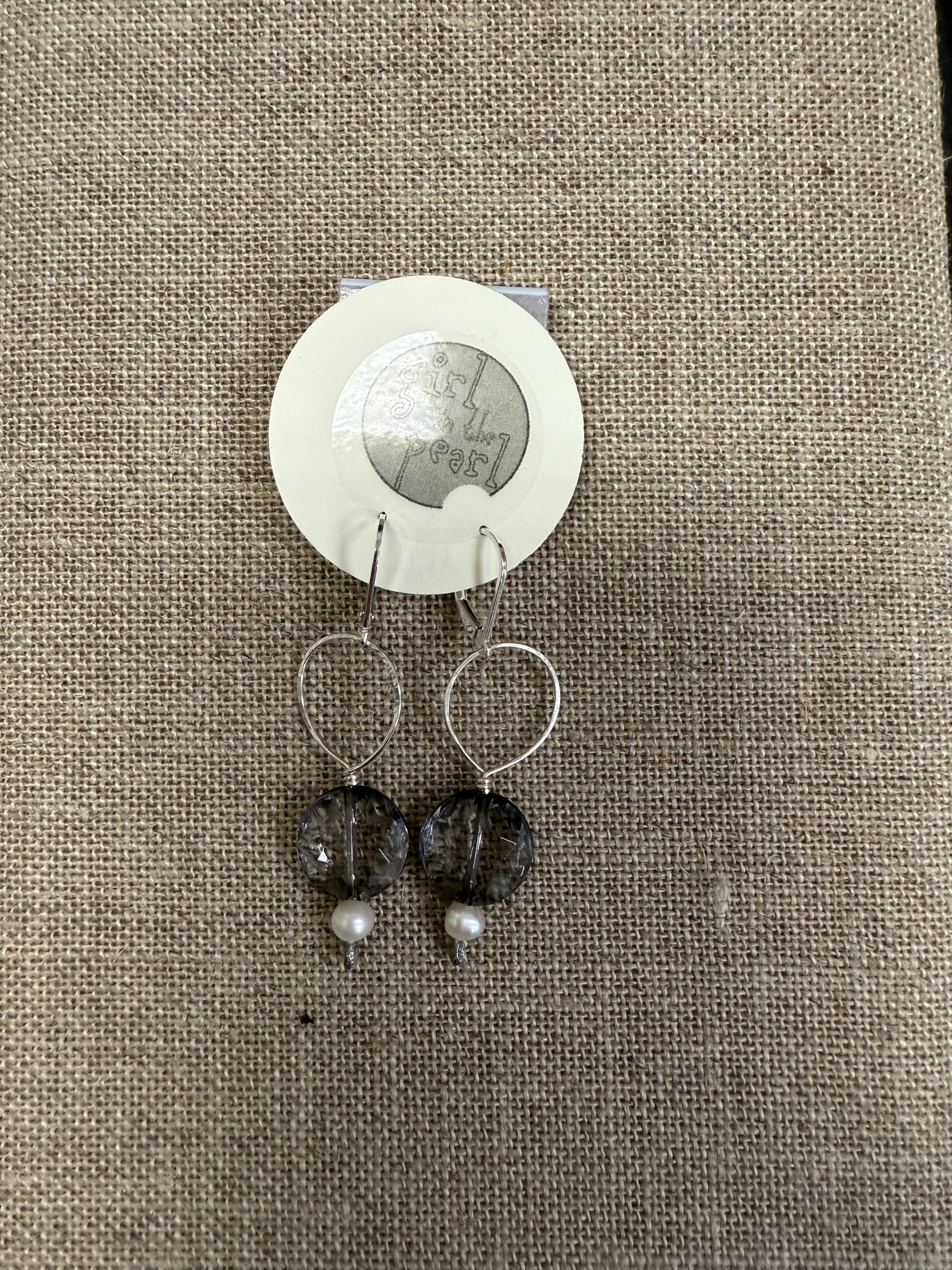 Coin Quartz and Pearl Earrings