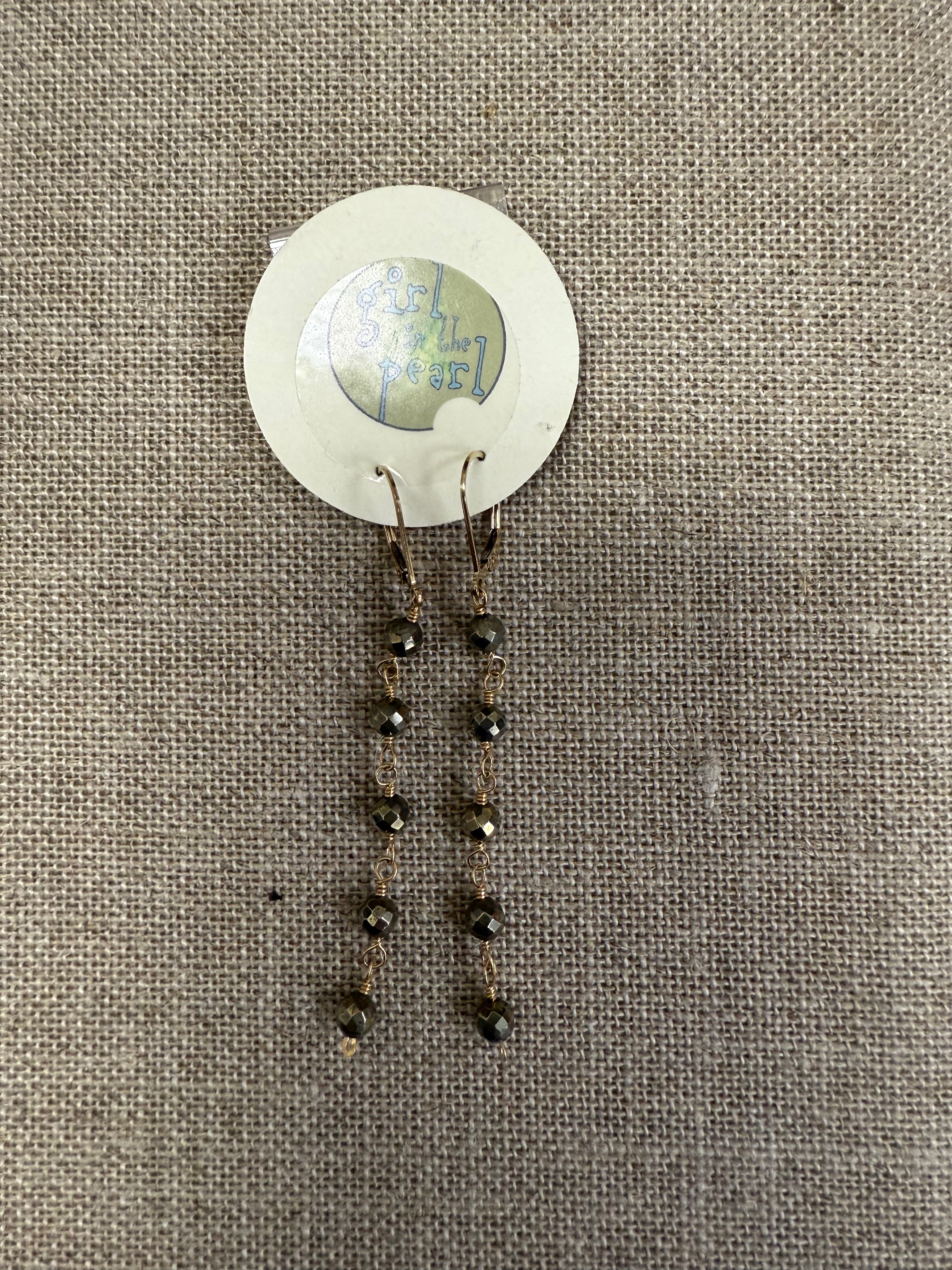 14K Gold and Pyrite Earrings