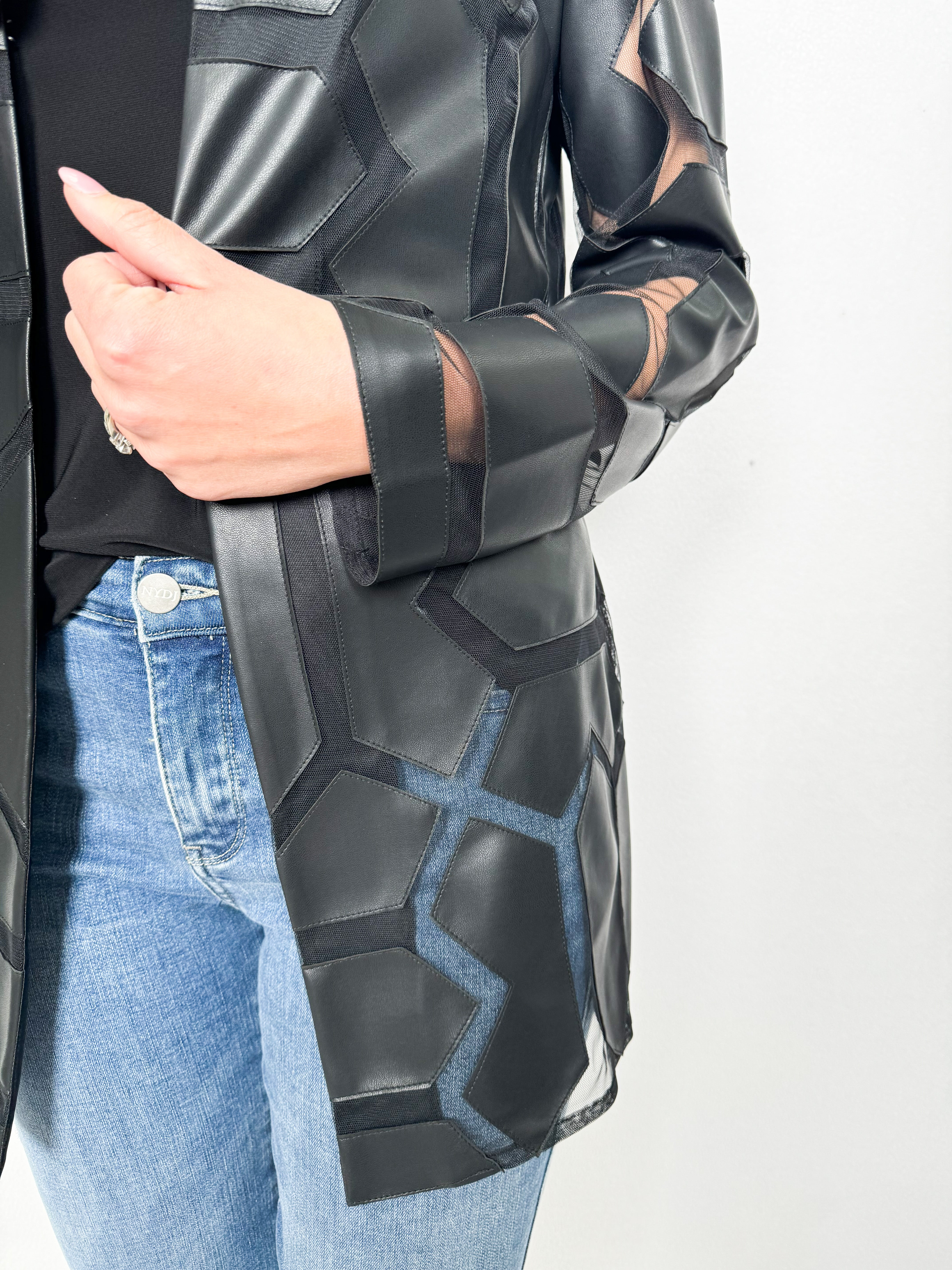Laser-Cut Leatherette Jacket