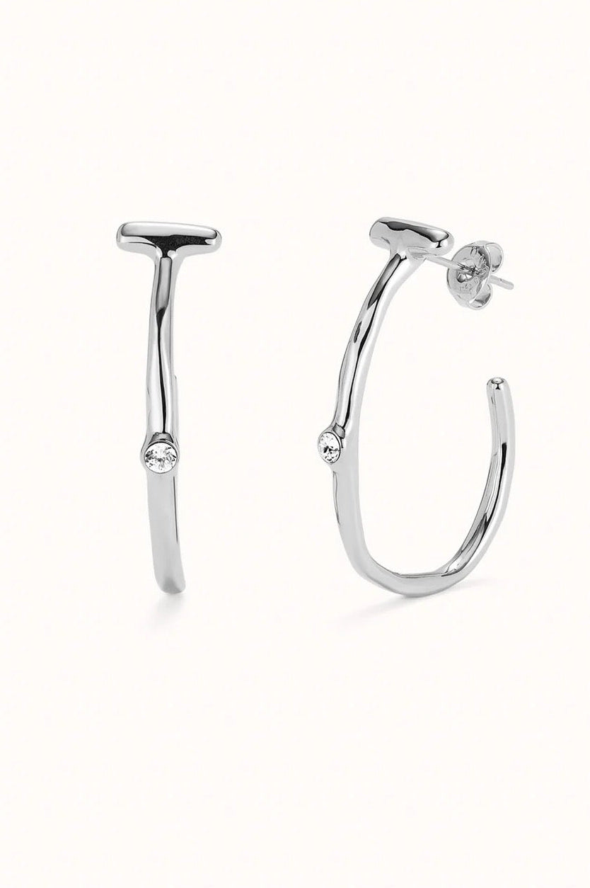 Silver-Plated Earrings/White Topaz