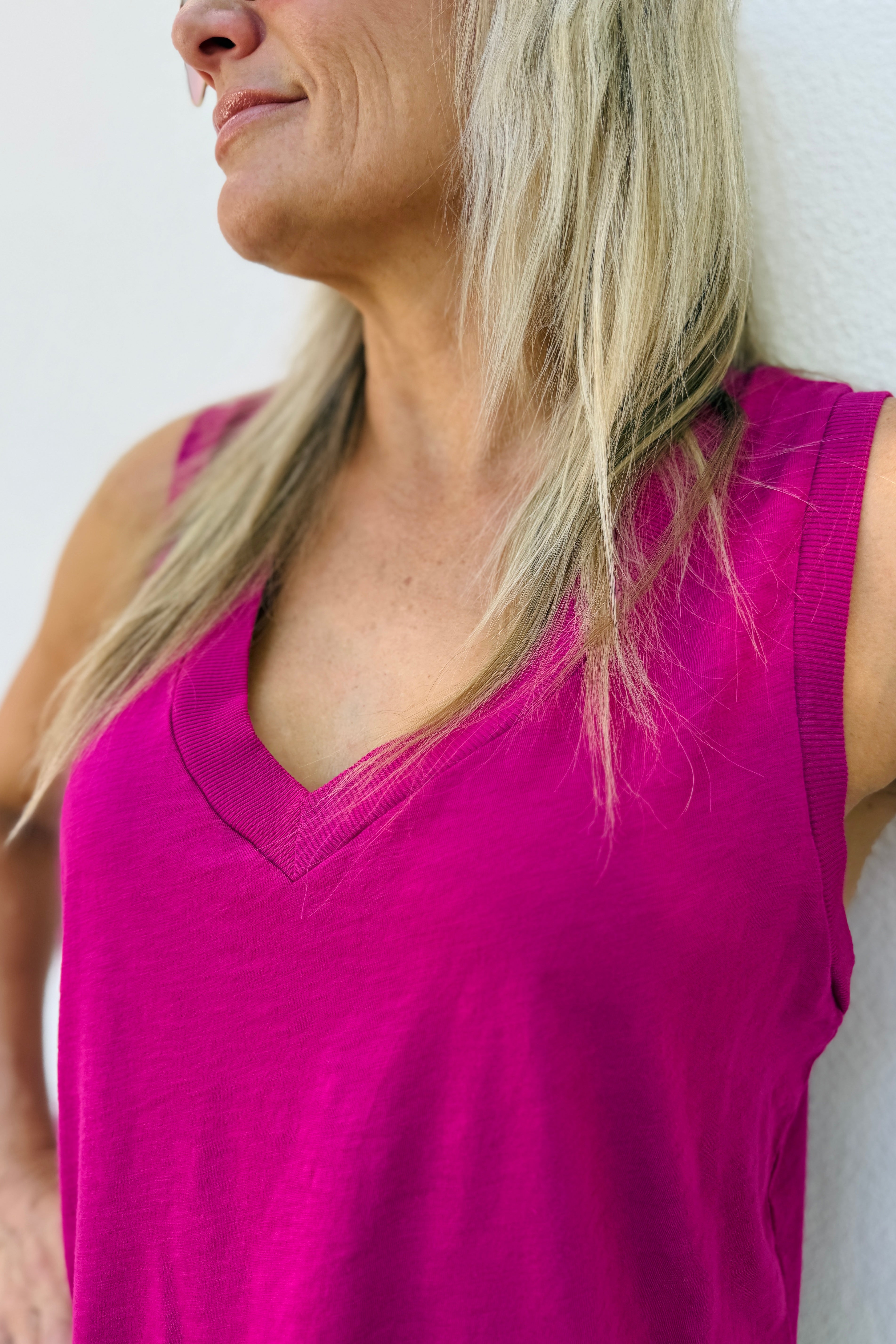 Ira V-Neck Tank-French Rose