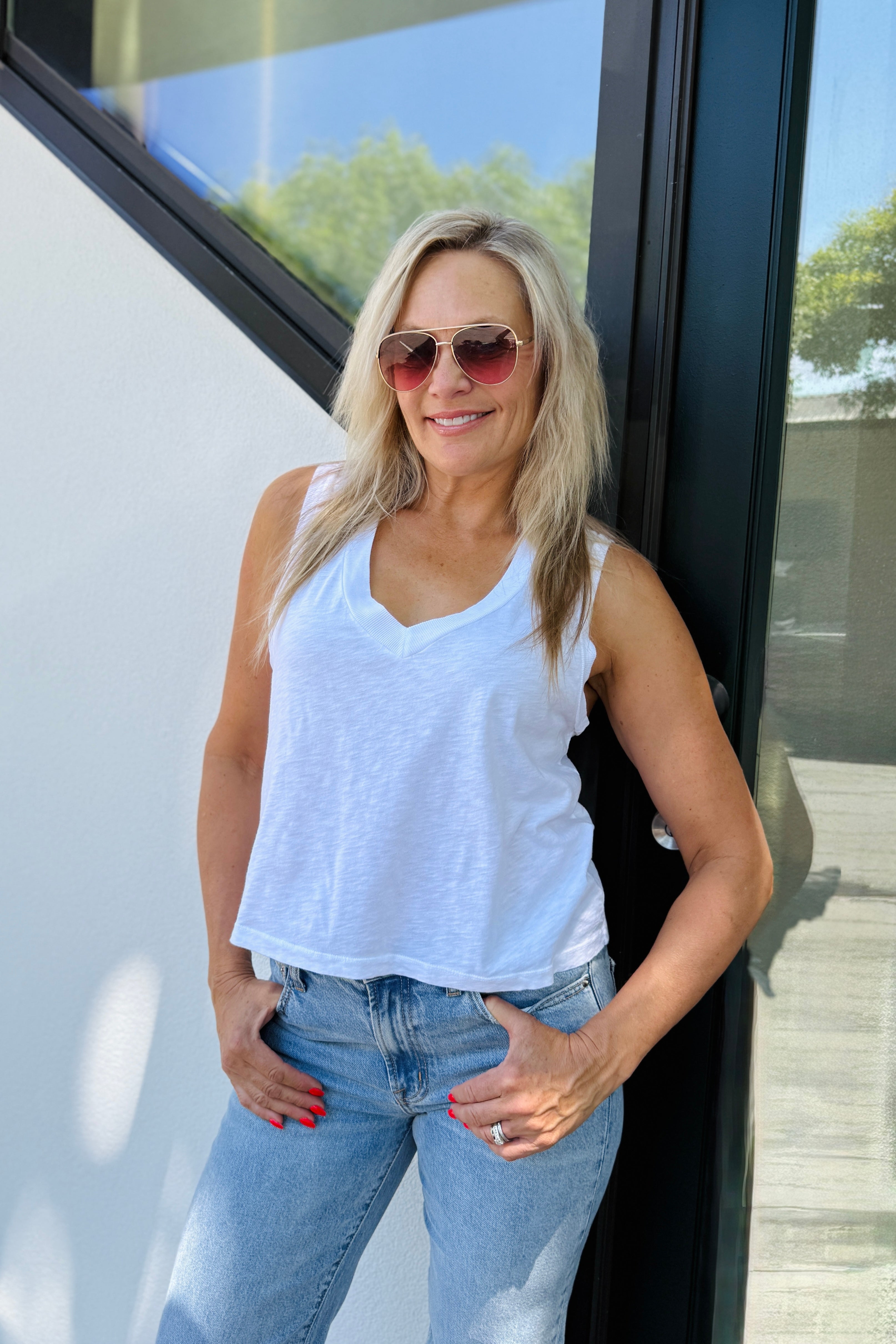 Ira V-Neck Tank-White