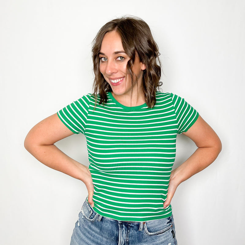 Jade S/S Striped Rib Tee
