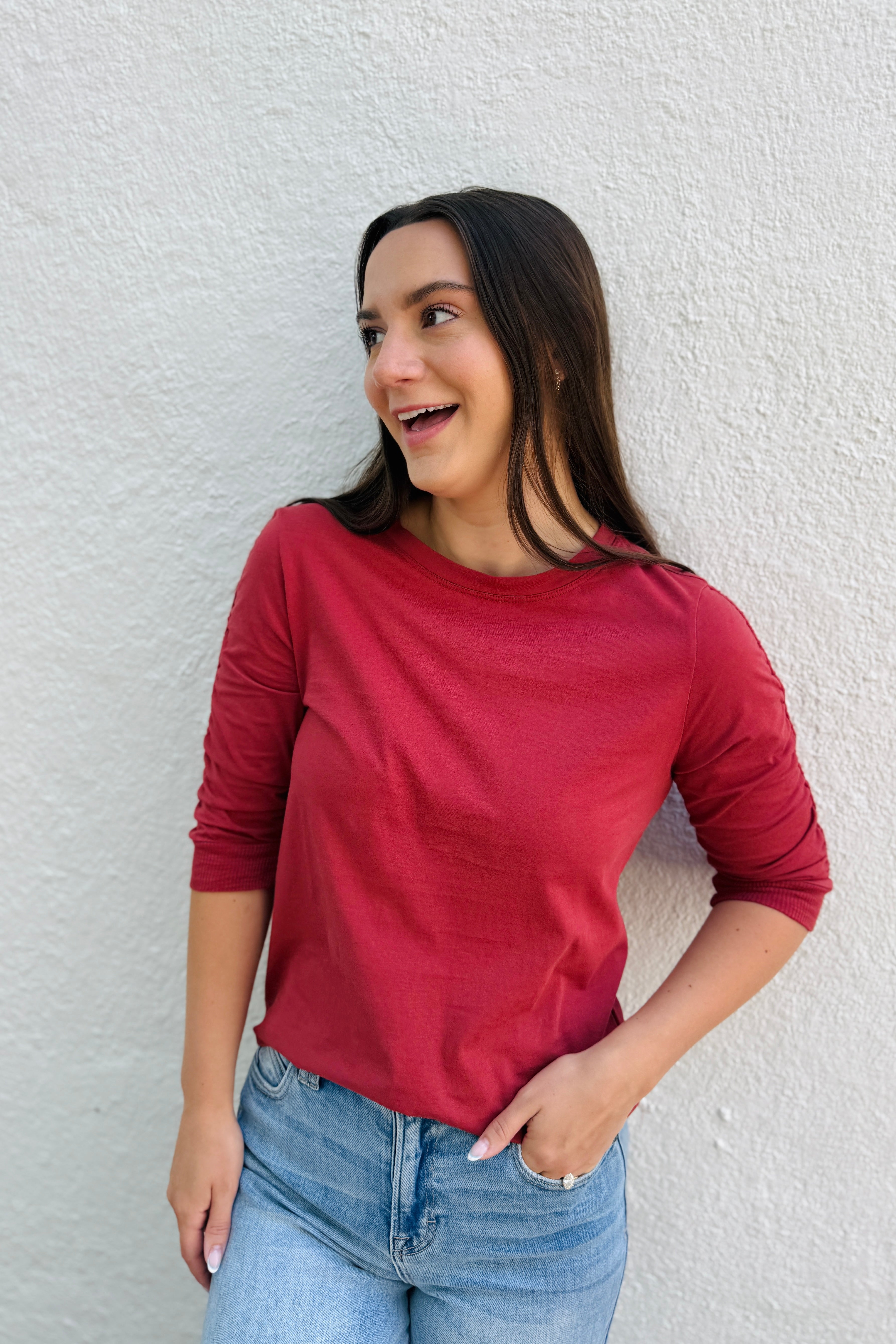 Julia Knit Top-Rusty Red