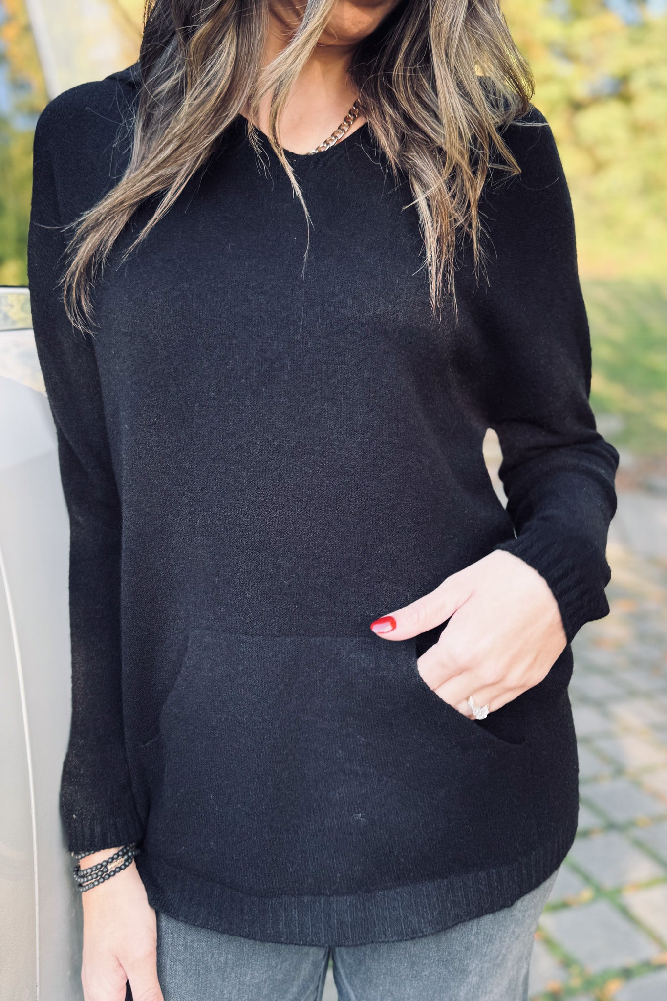 Knit Pullover Top W/ Pocket