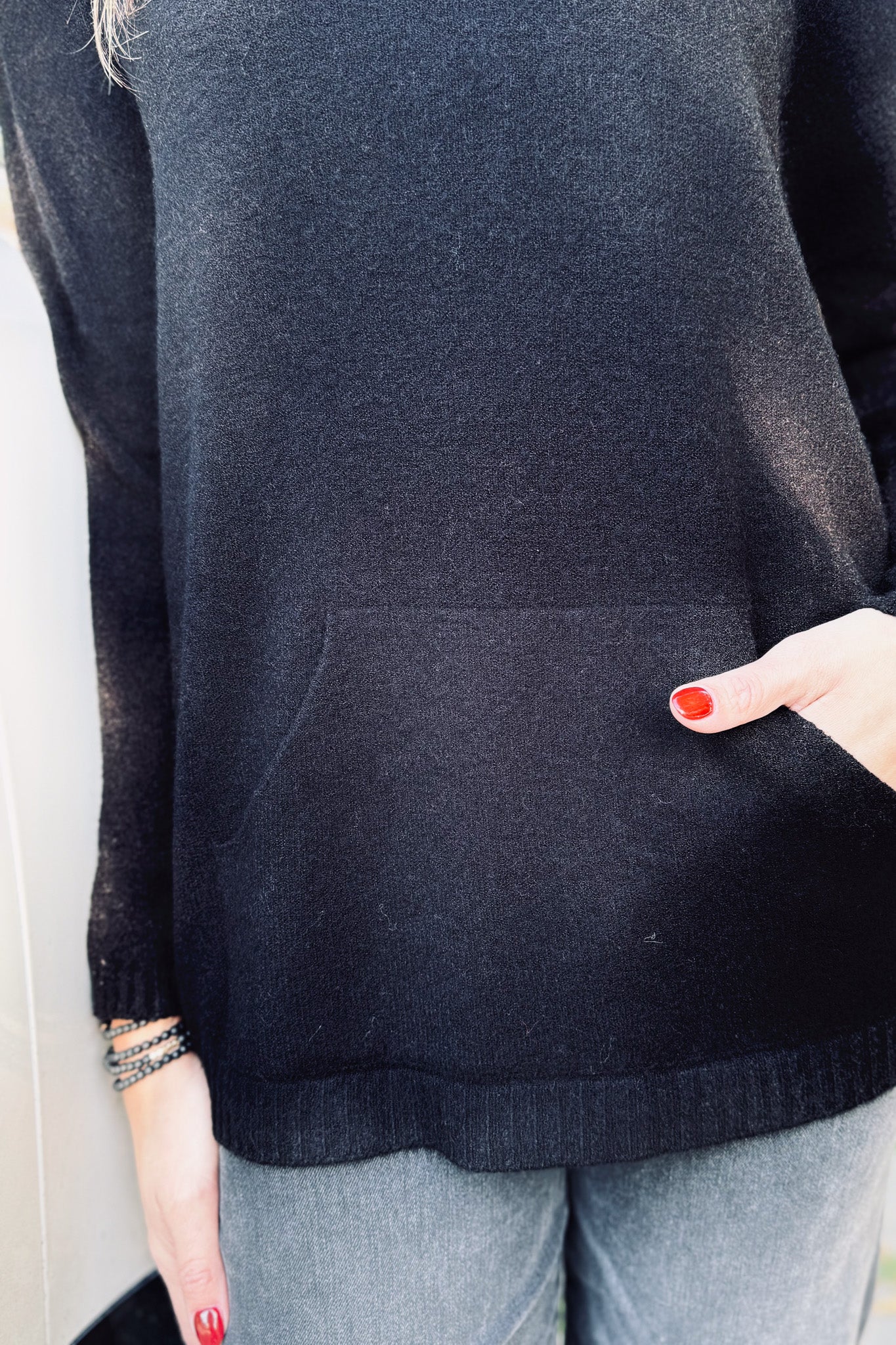 Knit Pullover Top W/ Pocket