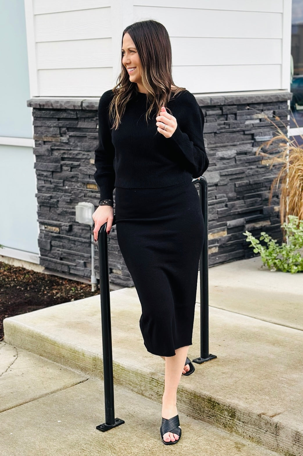 Knit Ribbed Midi Skirt