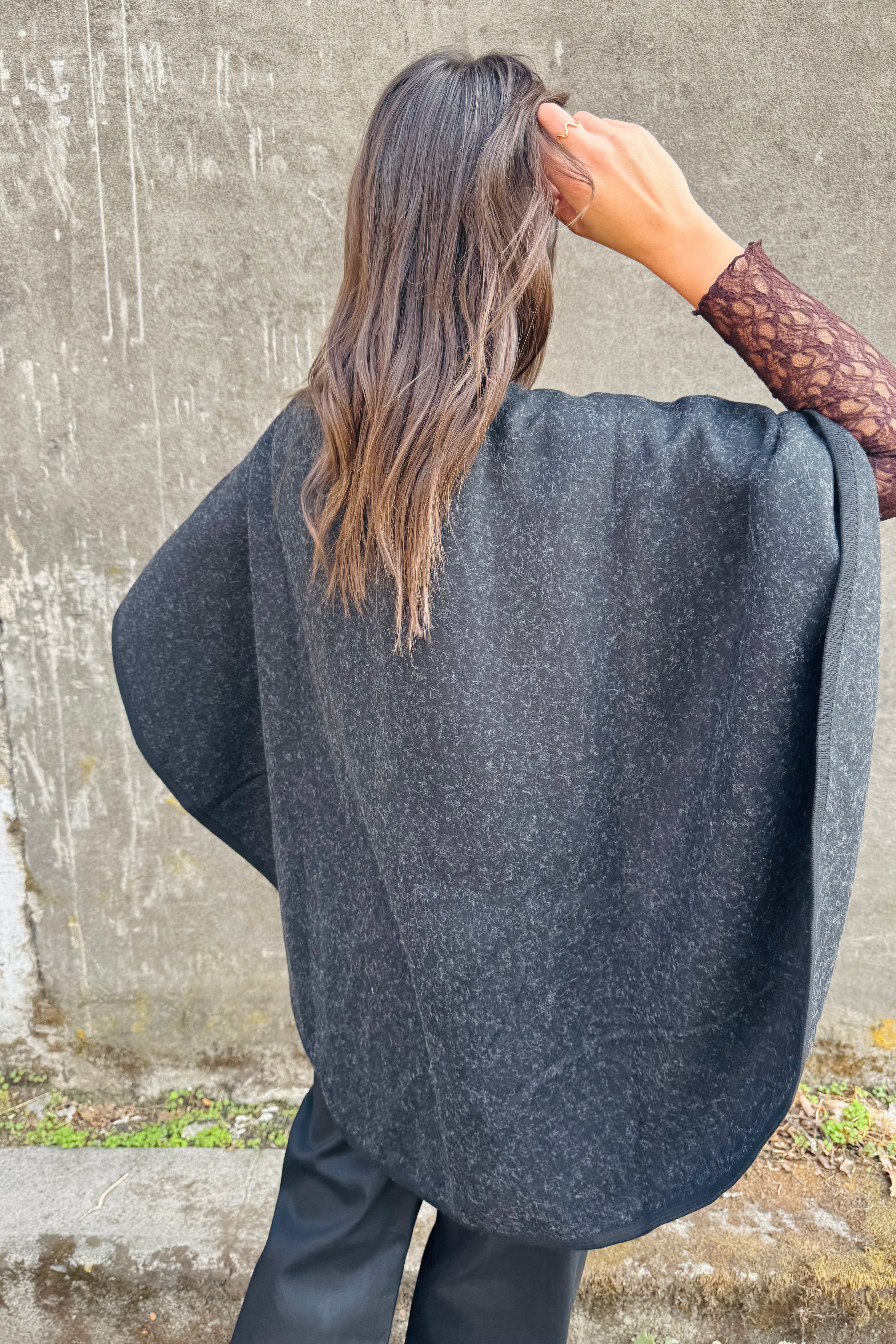 Knit Shawl Wrap - Black