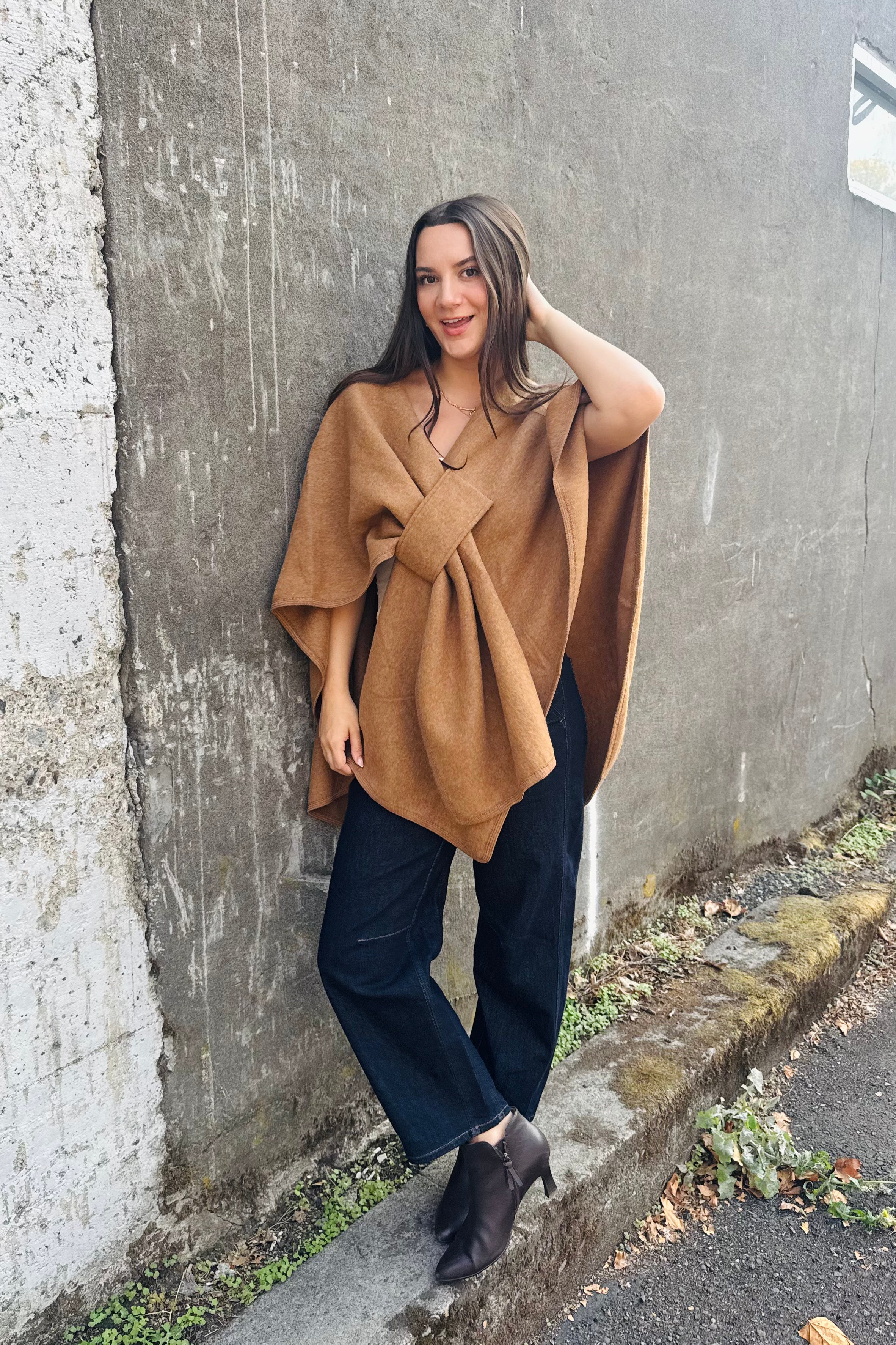 Knit Shawl Wrap - Rust