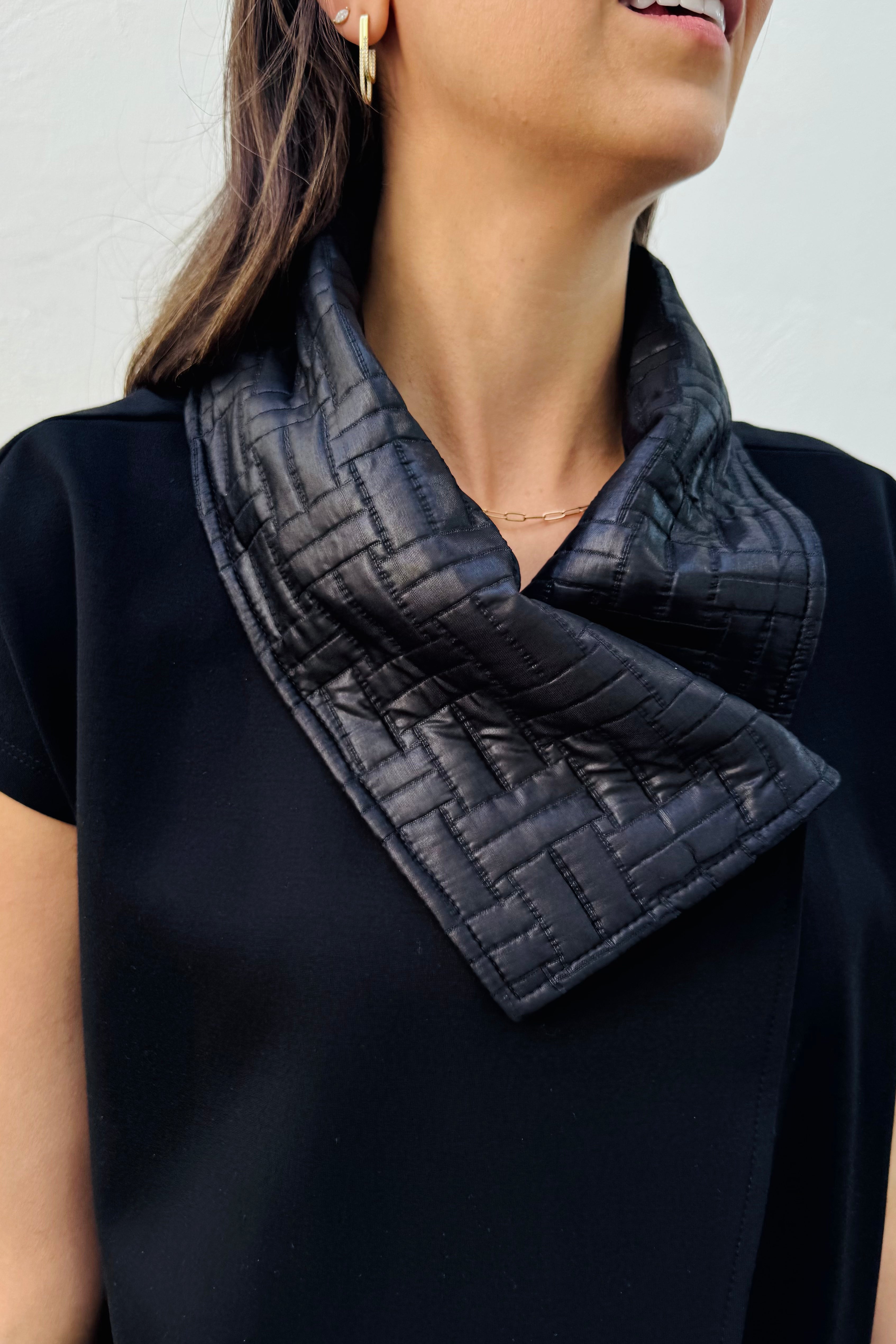 Knit Vest With Quilted Collar