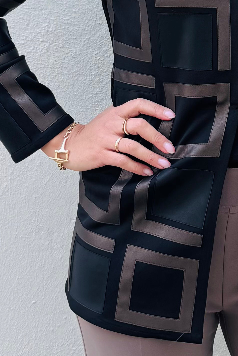 Leatherette Collarless Jacket