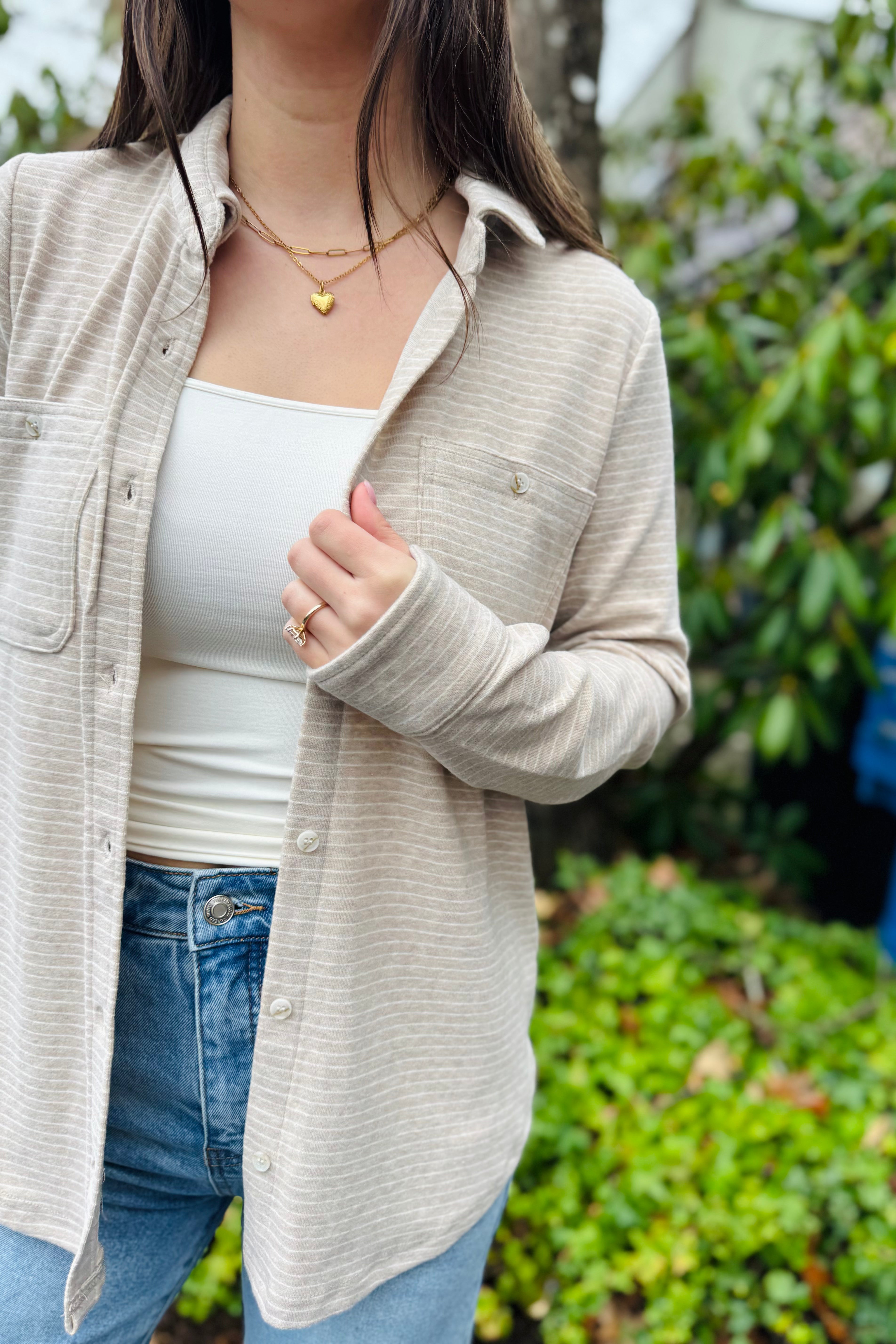 Lewis Shirt-Tan/White