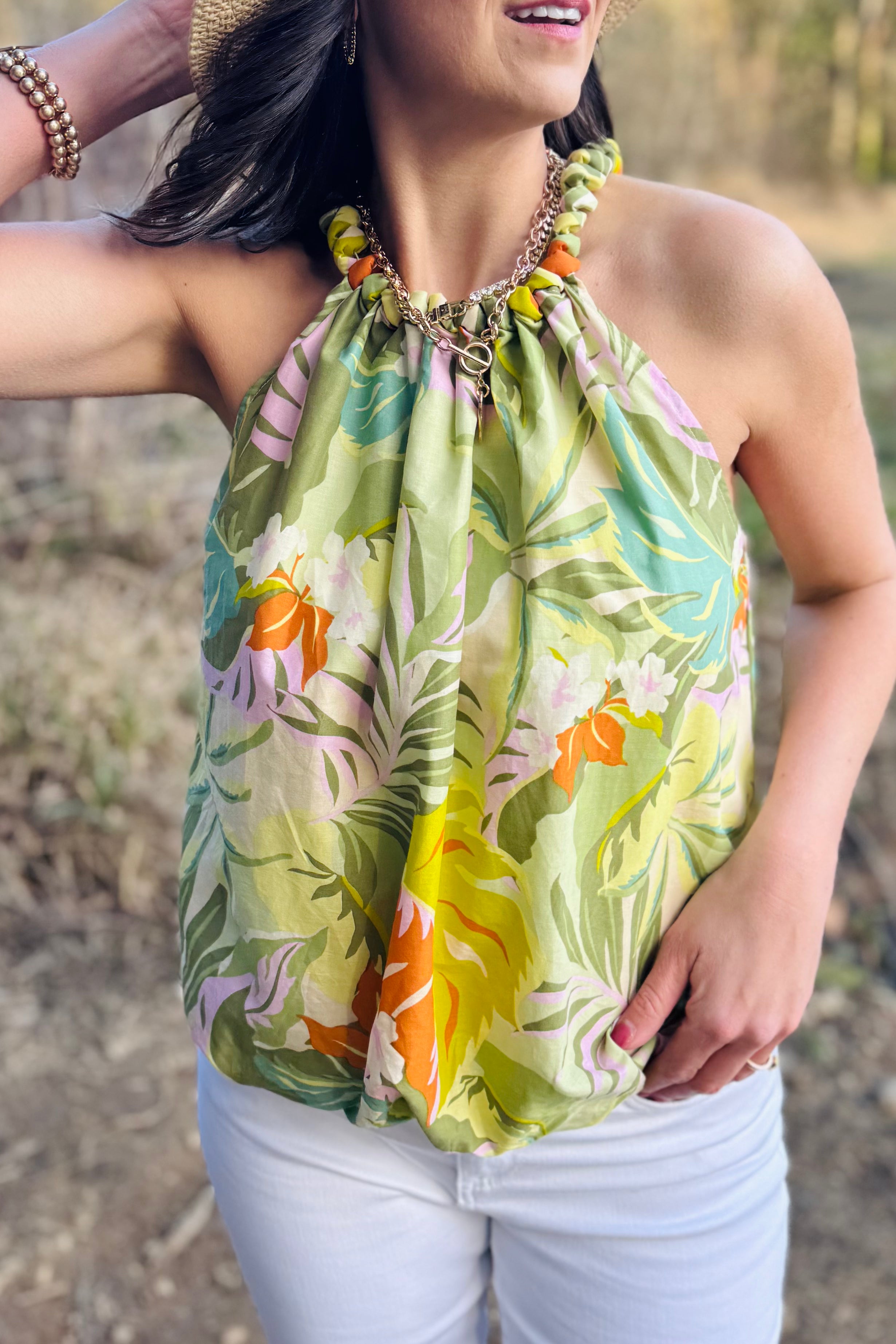 Lined Bubble Hem Blouse