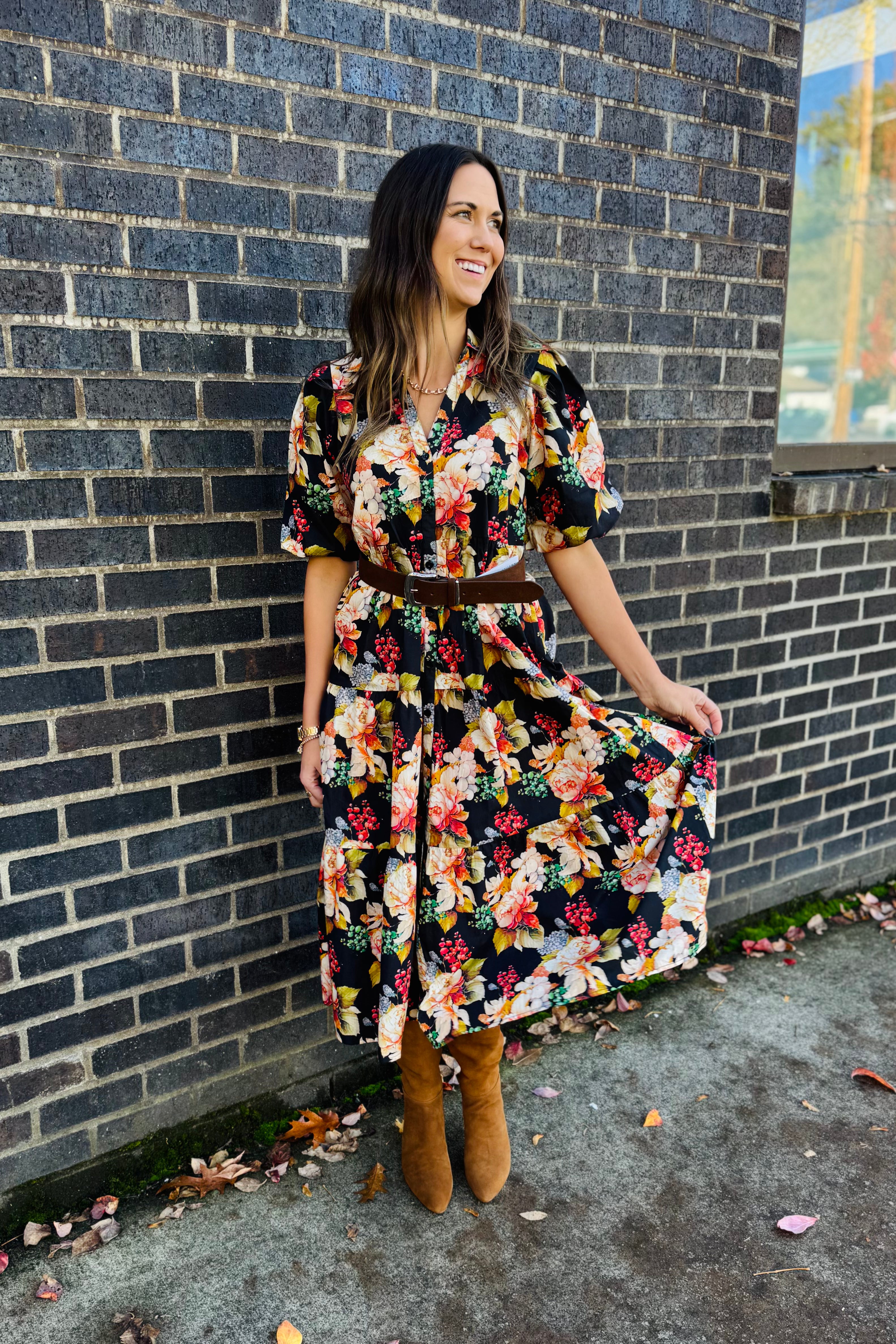 Long Tiered Dress W/Elbow Sleeves