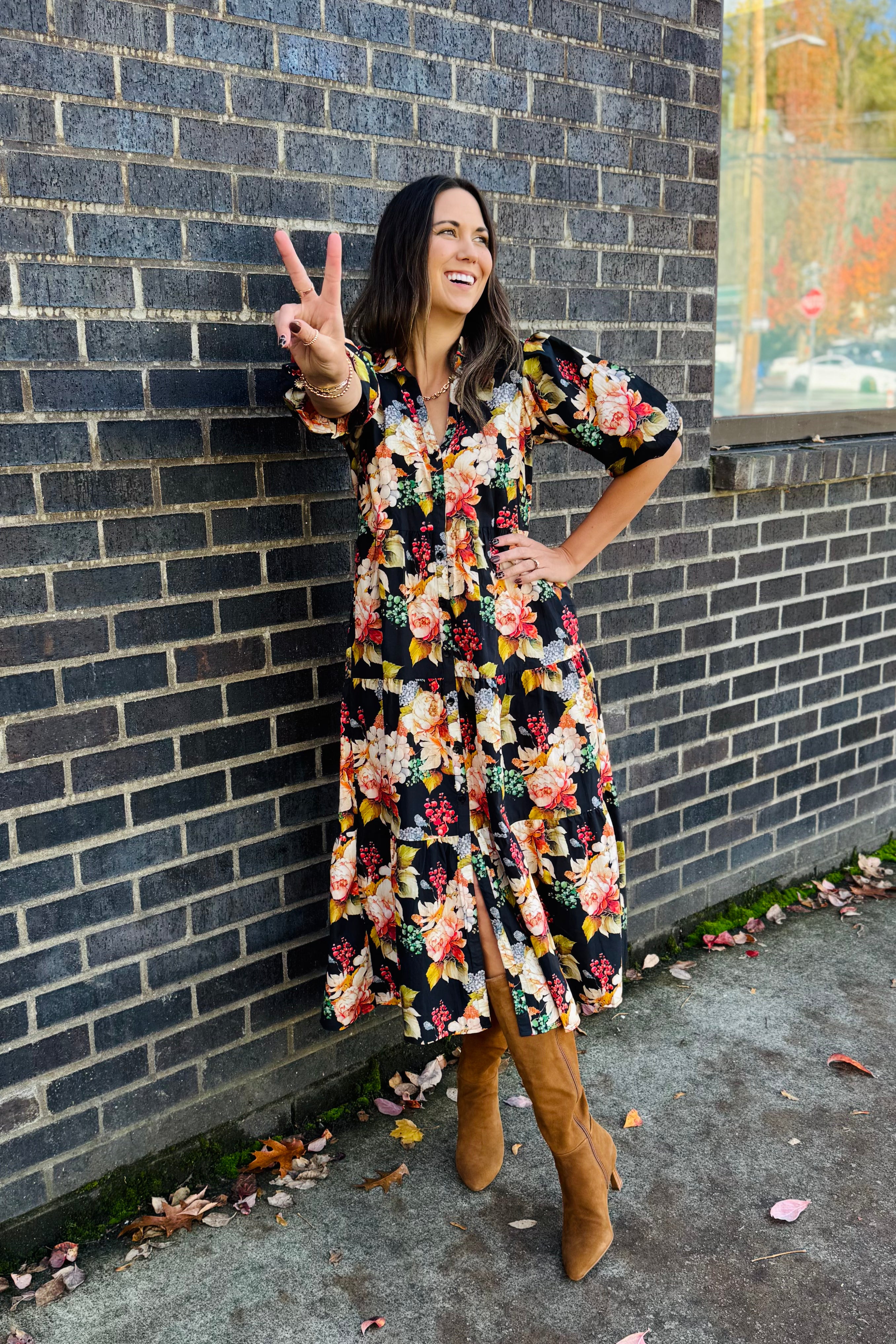 Long Tiered Dress W/Elbow Sleeves