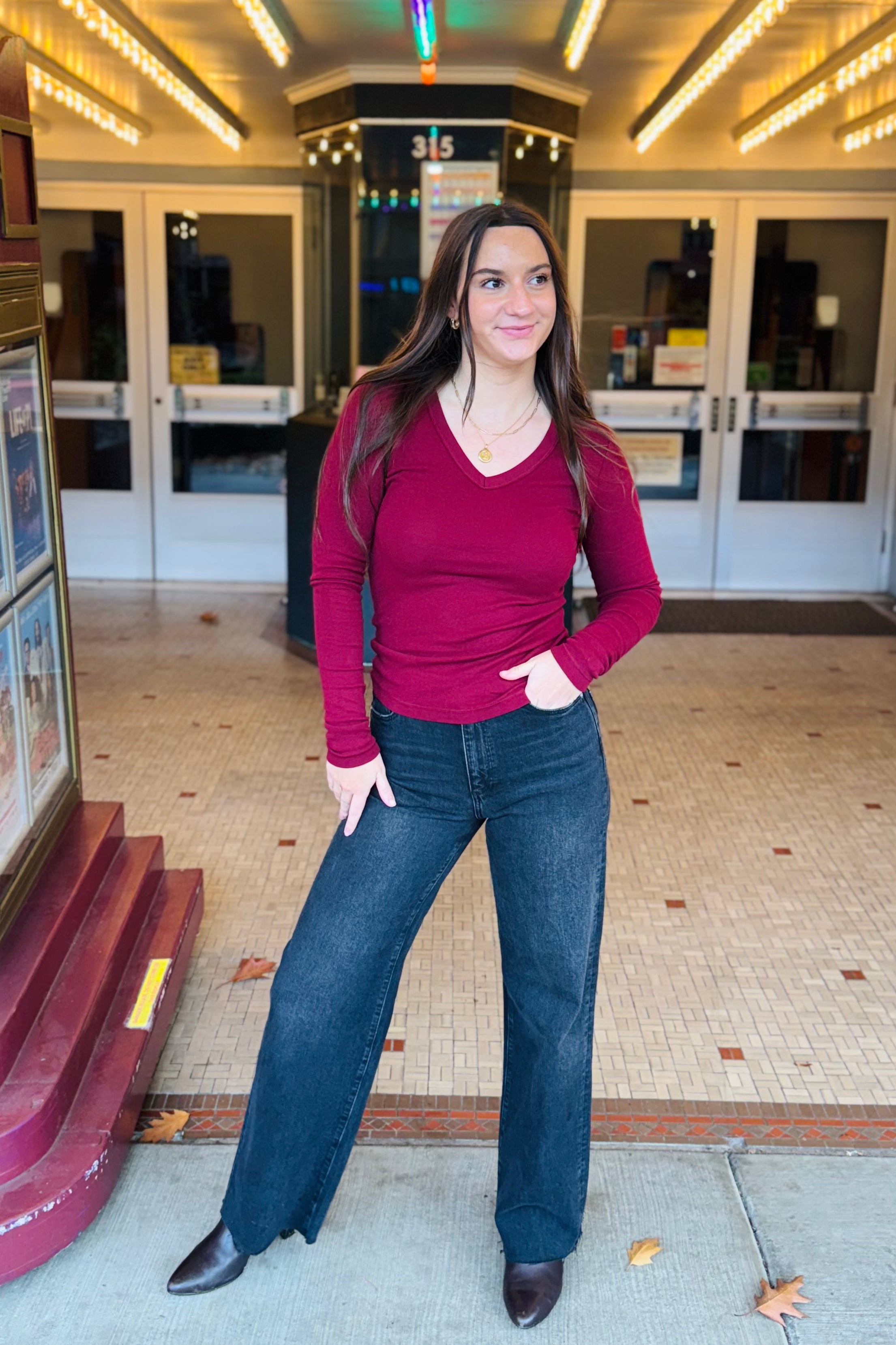 Luxx L/S V-Neck - Merlot